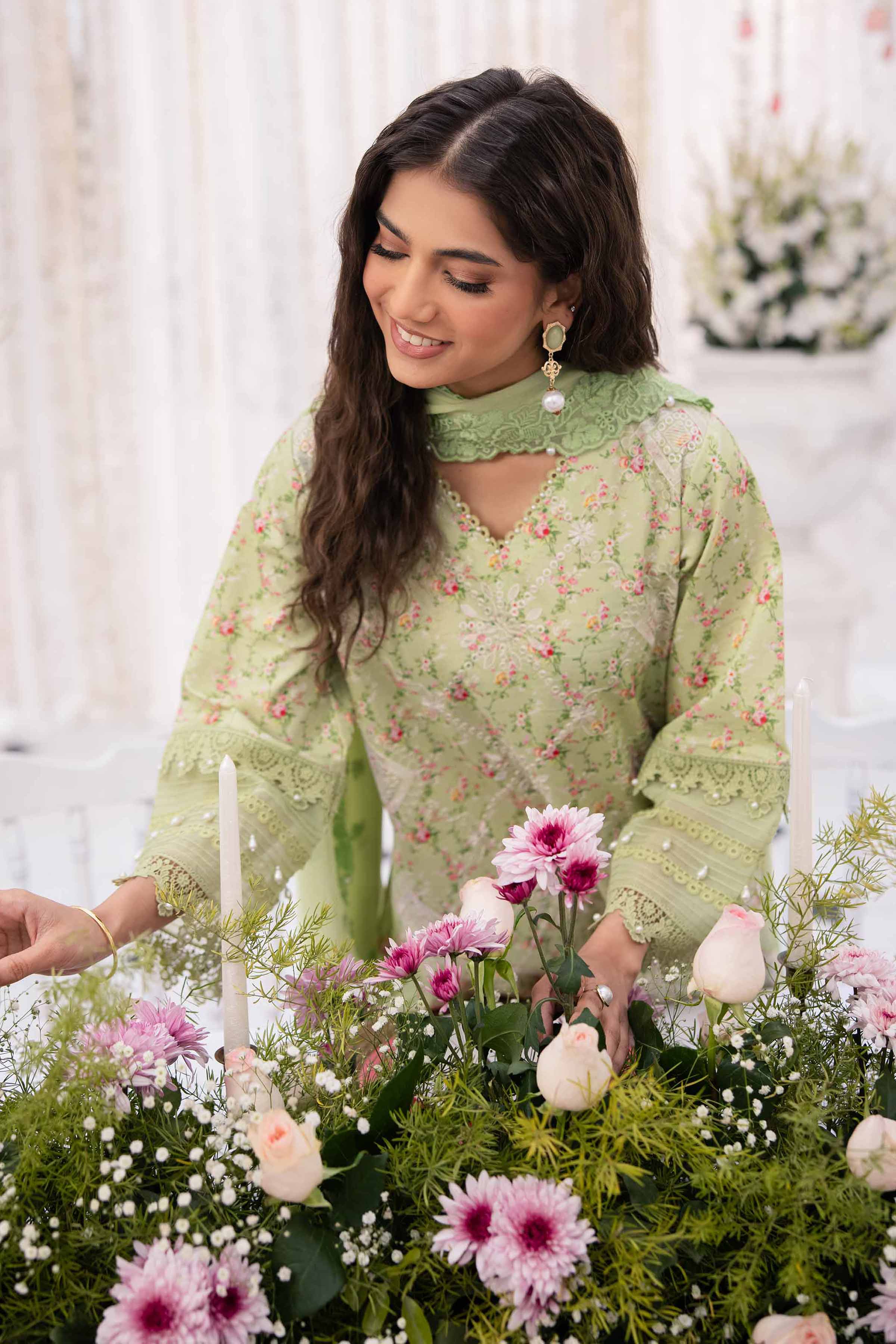 NishatUK - Mintgreen Embroidered   Cambric 3-piece unstitched Suit