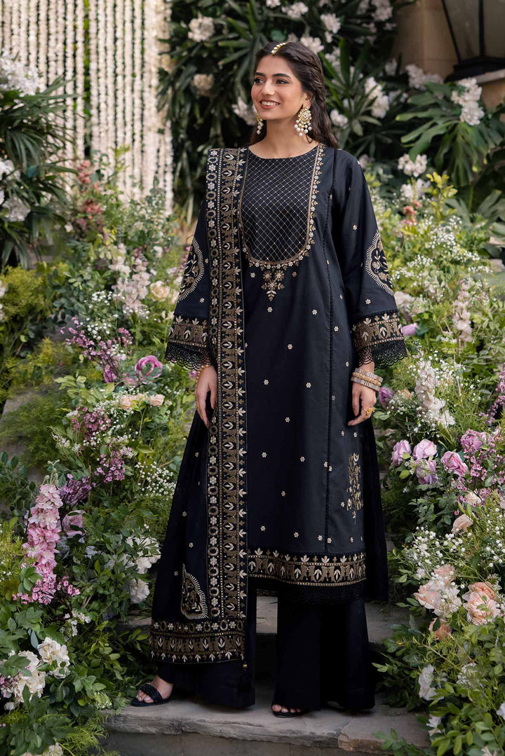 NishatUK - Black Embroidered   Cambric 3-piece unstitched Suit