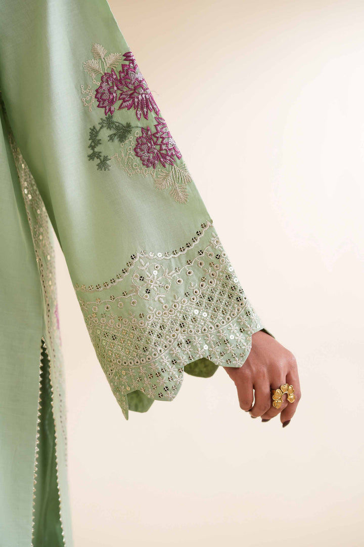 NishatUK - Green Embroidered   Cambric 3-piece unstitched Suit