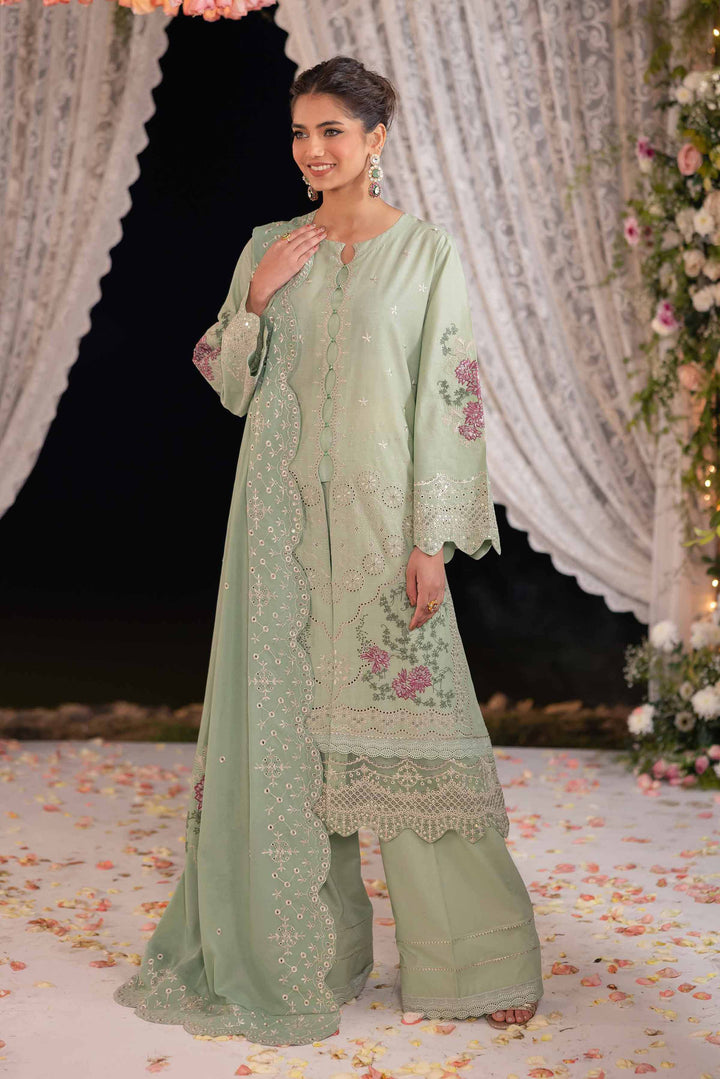 NishatUK - Green Embroidered   Cambric 3-piece unstitched Suit