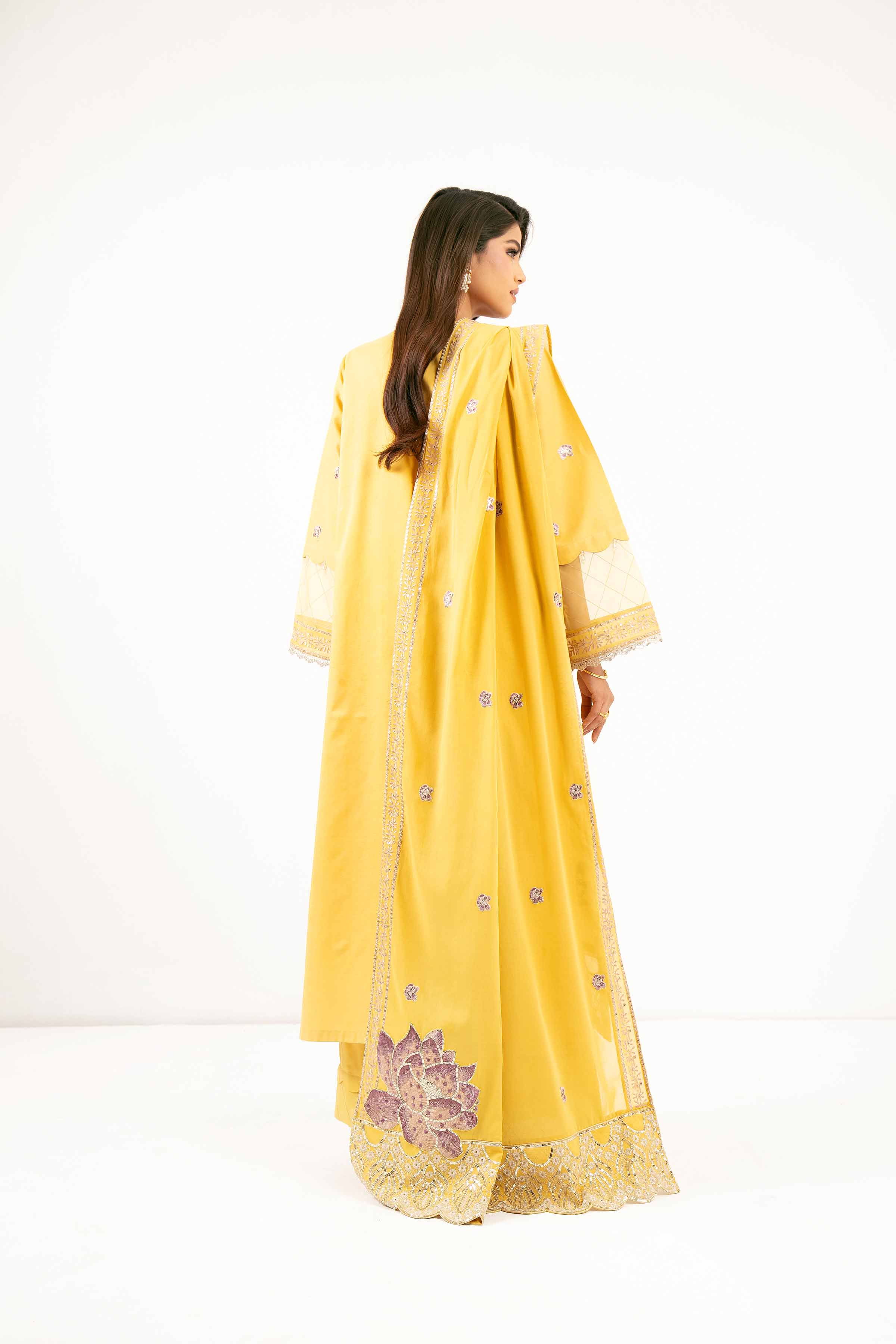 NishatUK - Yellow Embroidered   Cambric 3-piece unstitched Suit