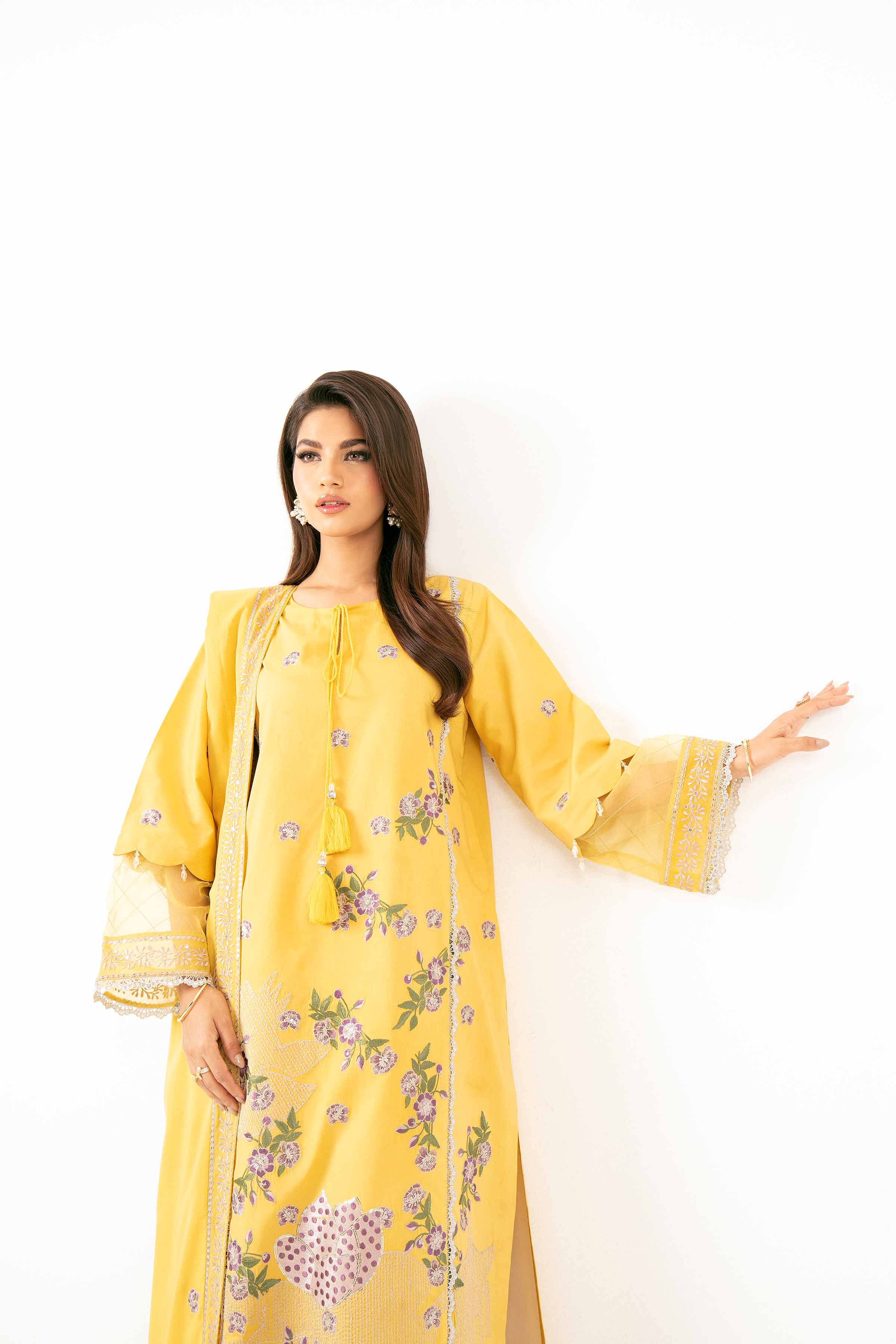 NishatUK - Yellow Embroidered   Cambric 3-piece unstitched Suit