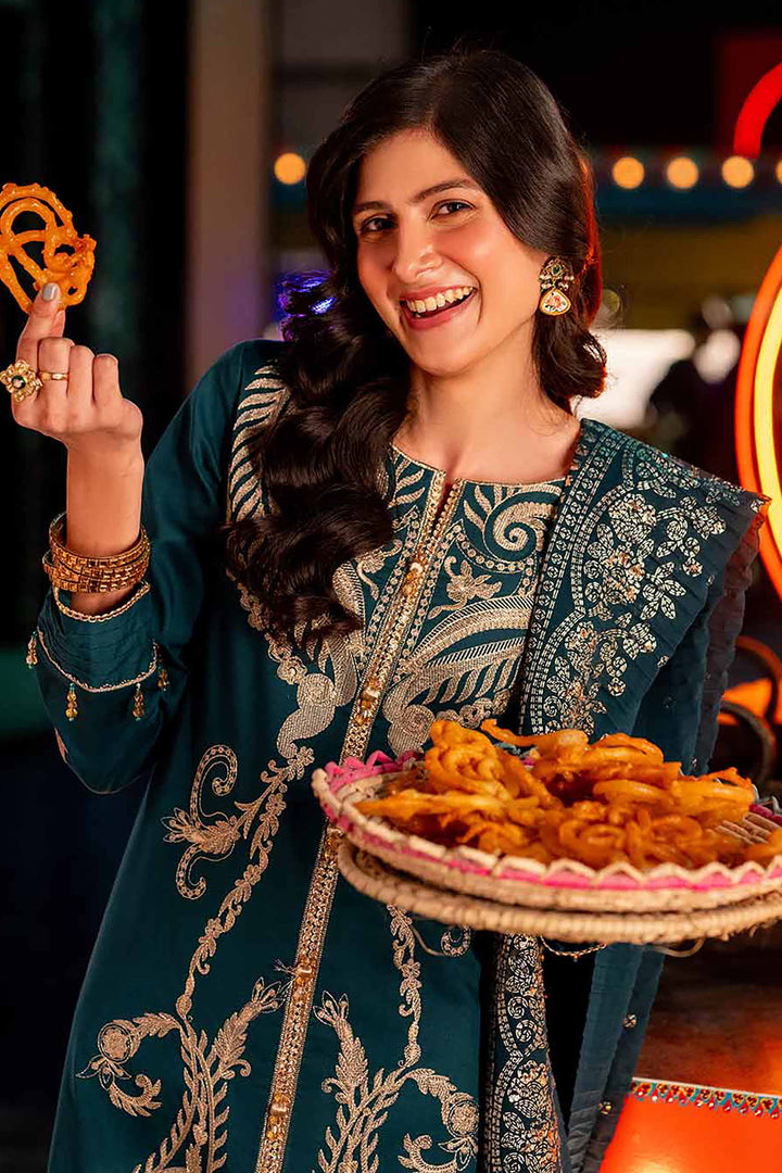 NishatUK - Green Embroidered   Cambric 3-piece unstitched Suit