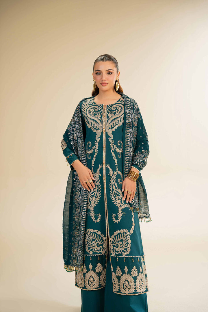 NishatUK - Green Embroidered   Cambric 3-piece unstitched Suit