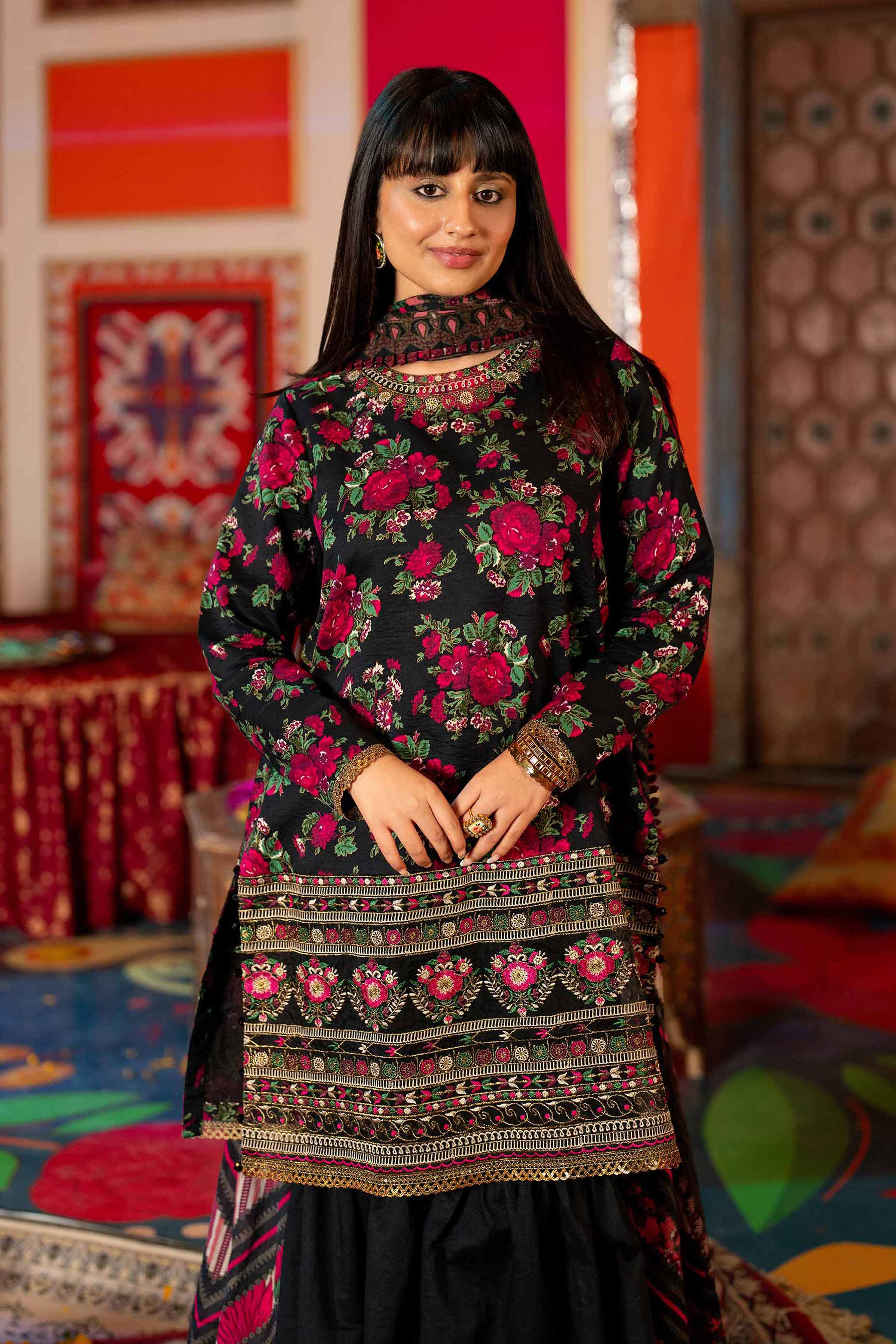 NishatUK - Black Embroidered  Lawn 3-piece unstitched Suit