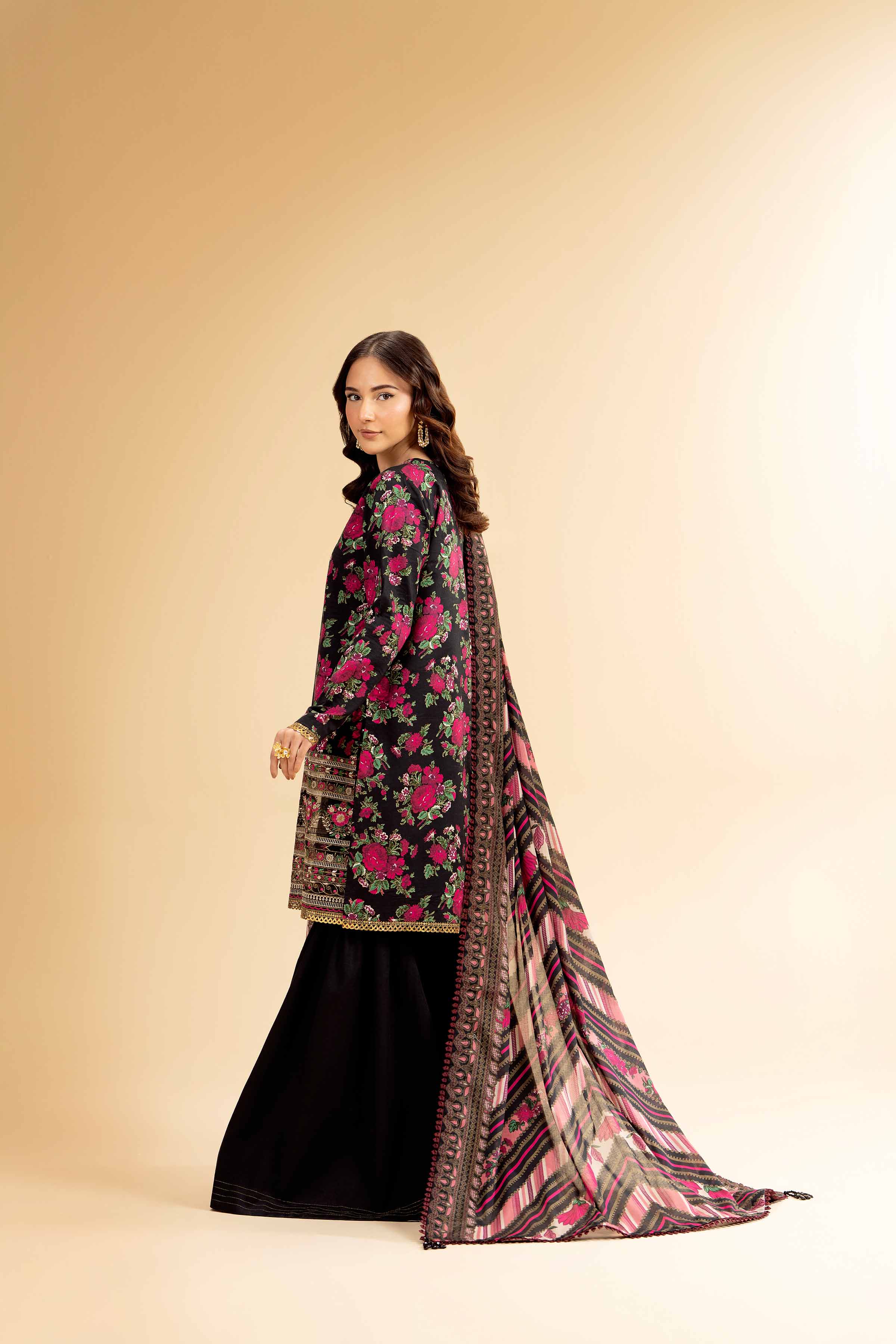 NishatUK - Black Embroidered  Lawn 3-piece unstitched Suit