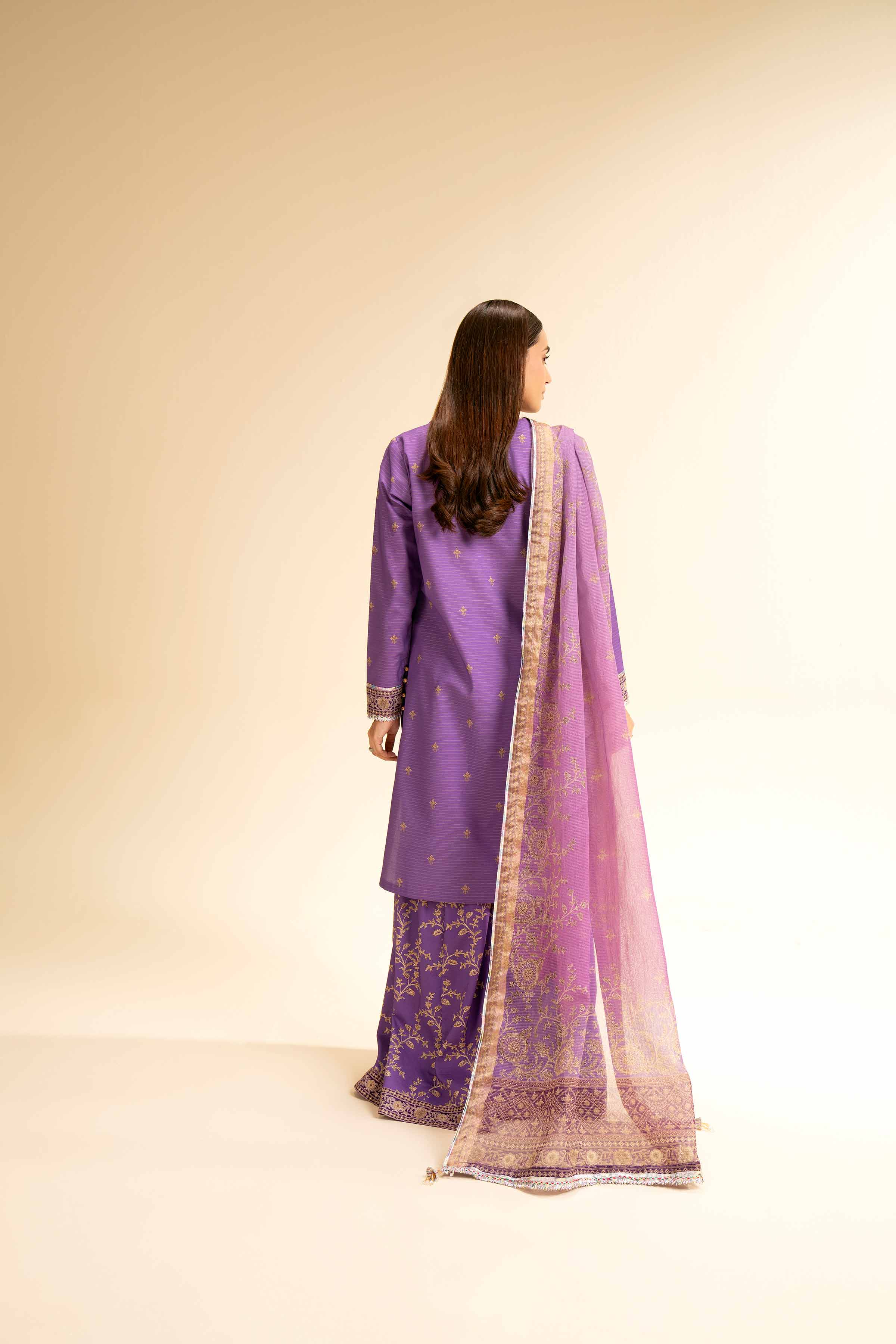 NishatUK - Purple Printed Lawn 3-piece unstitched Suit