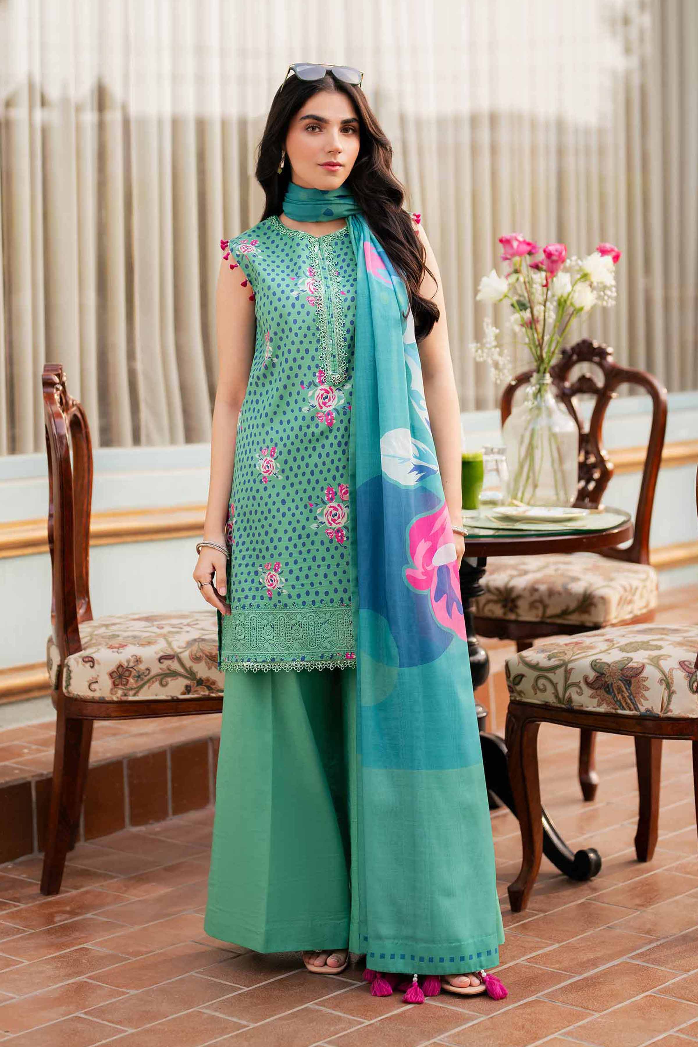 NishatUK - Green Printed Lawn 3-piece unstitched Suit