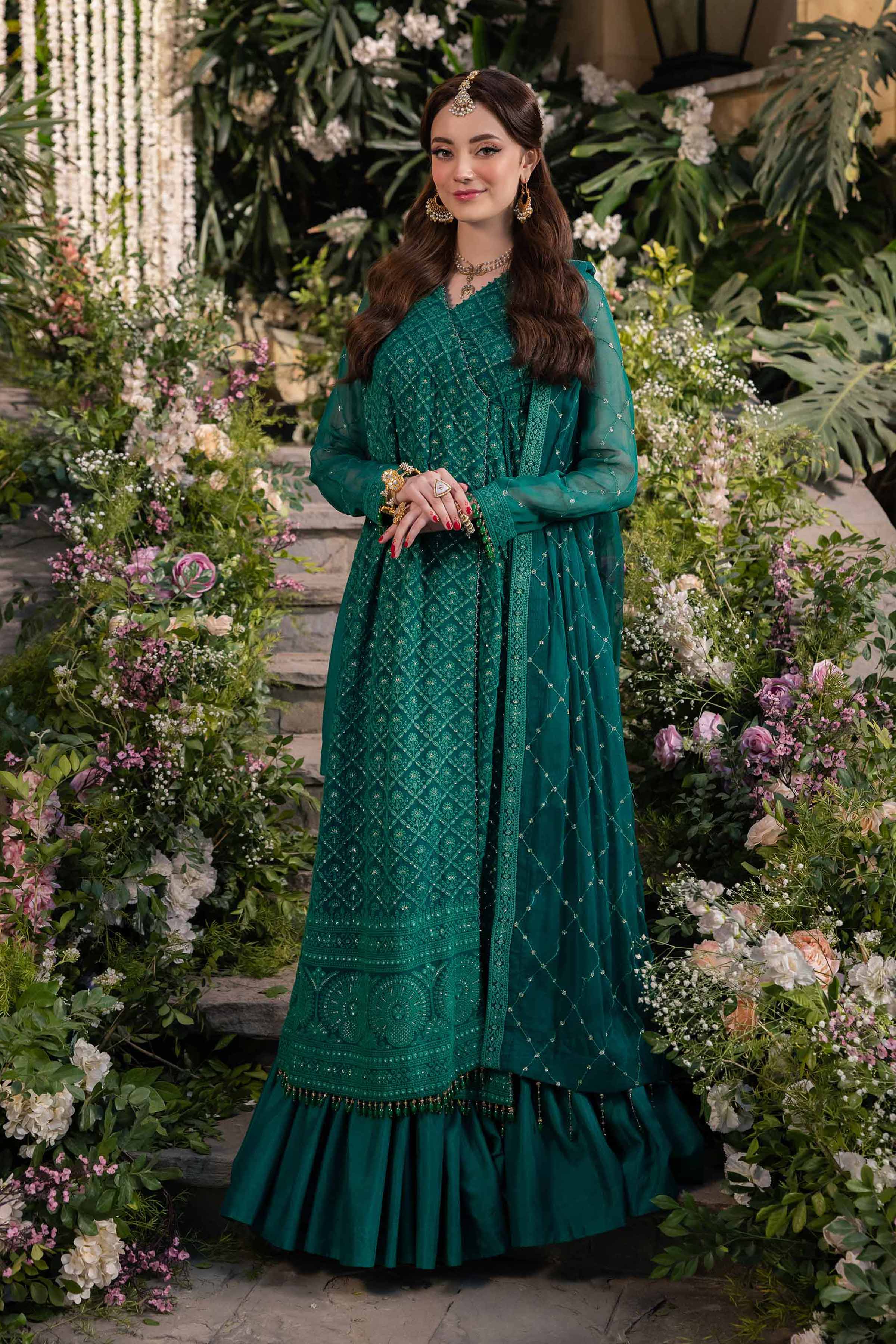NishatUK - Green Embroidered   Chicken Kari 3-piece unstitched Suit