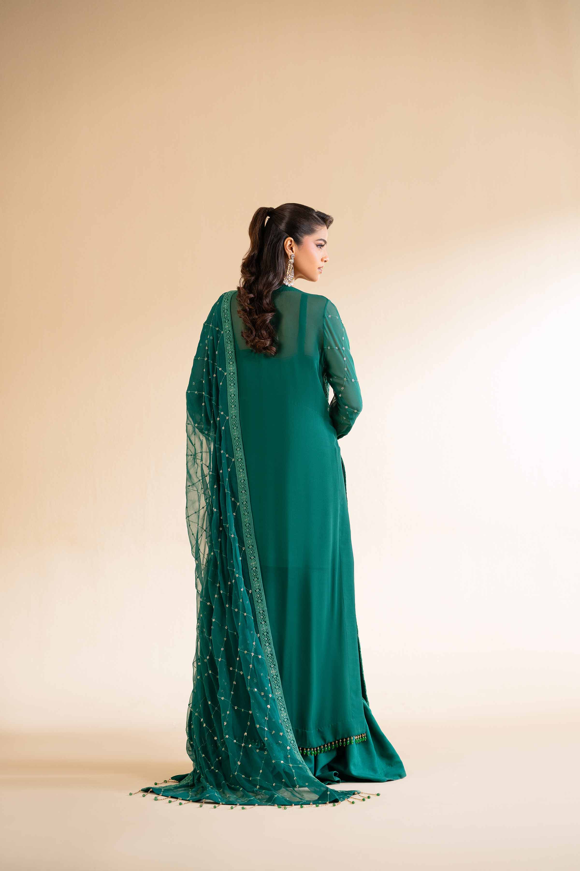 NishatUK - Green Embroidered   Chicken Kari 3-piece unstitched Suit