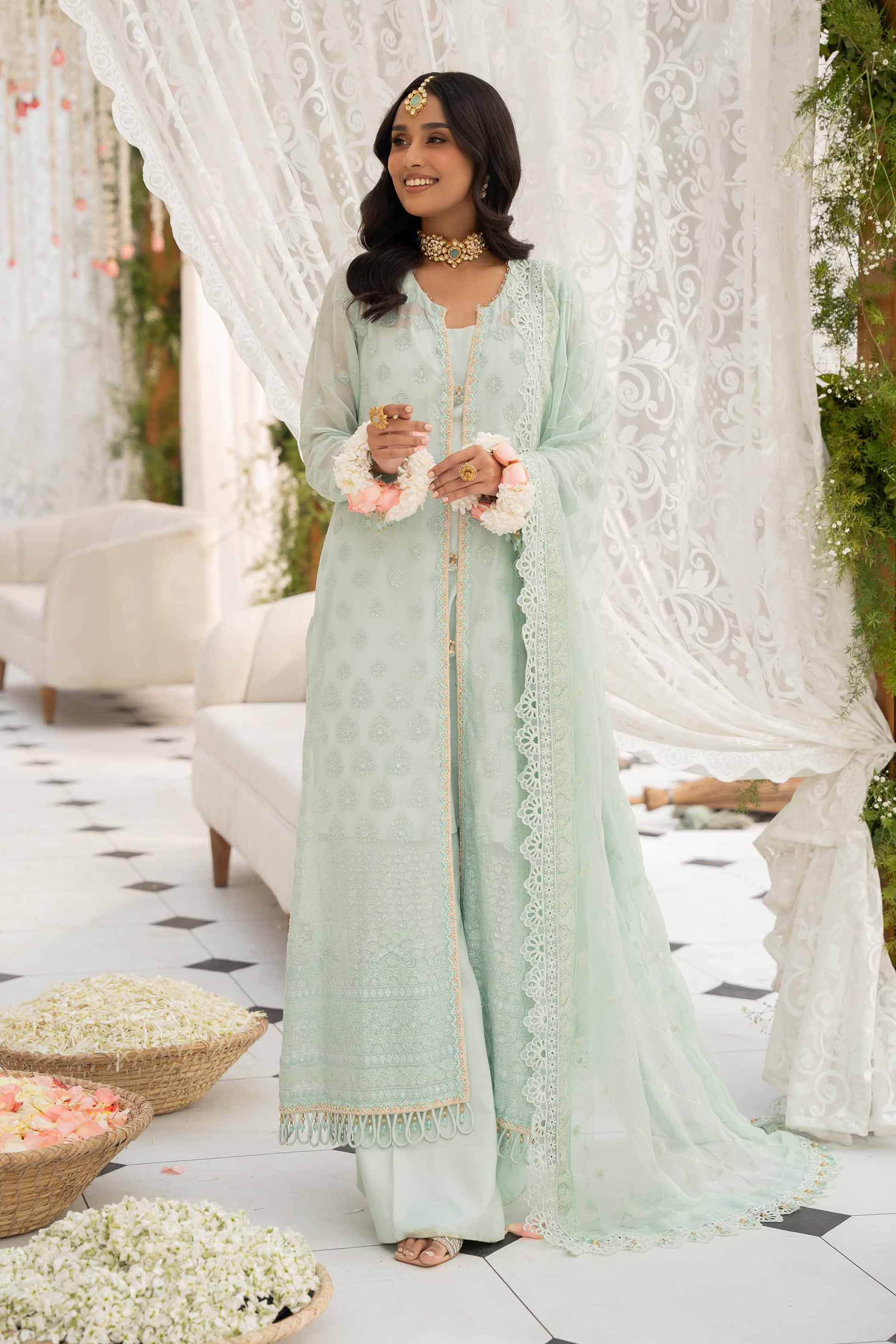 NishatUK - Pastel Mint Embroidered   Chicken Kari 3-piece unstitched Suit