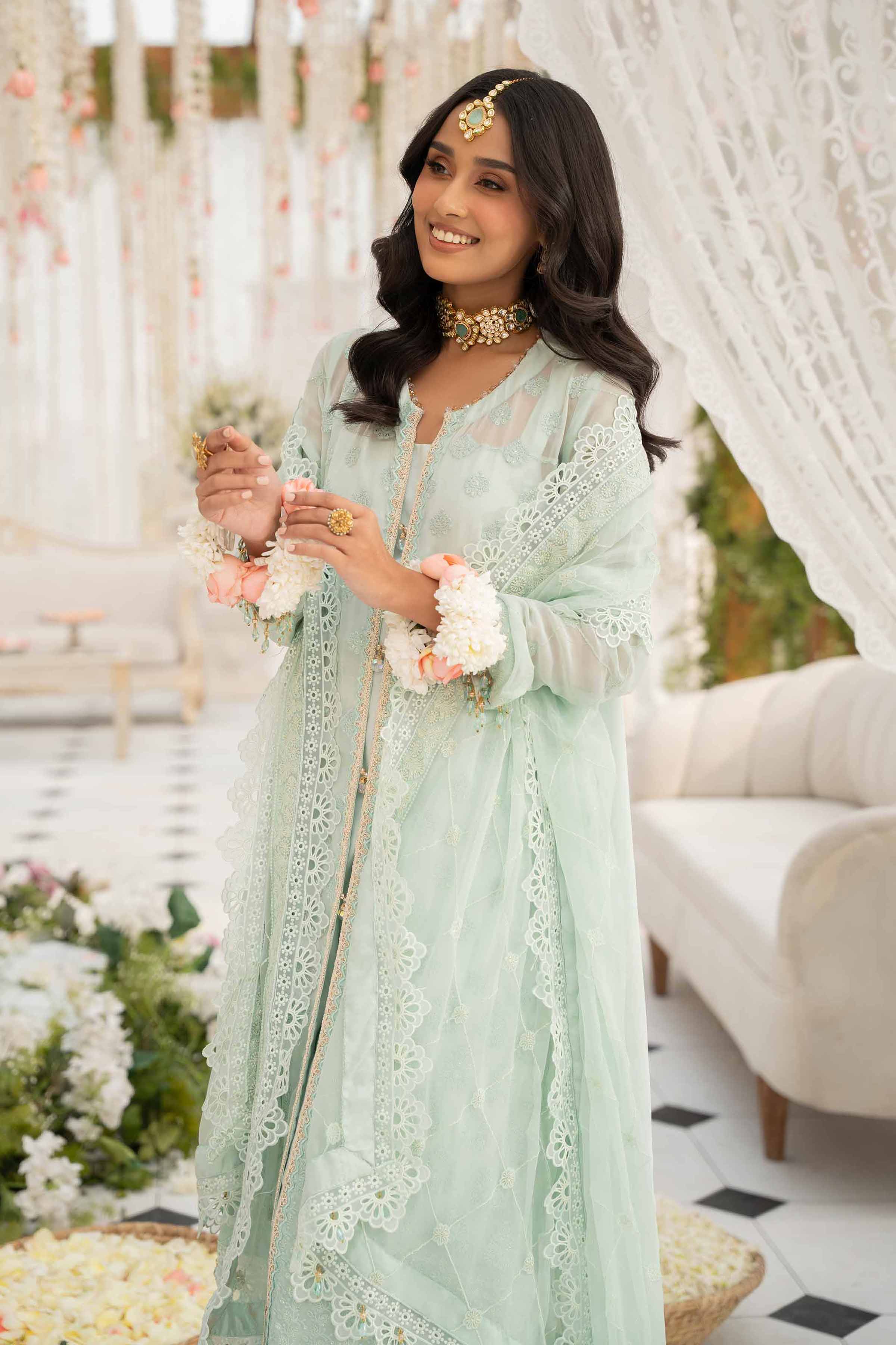 NishatUK - Pastel Mint Embroidered   Chicken Kari 3-piece unstitched Suit
