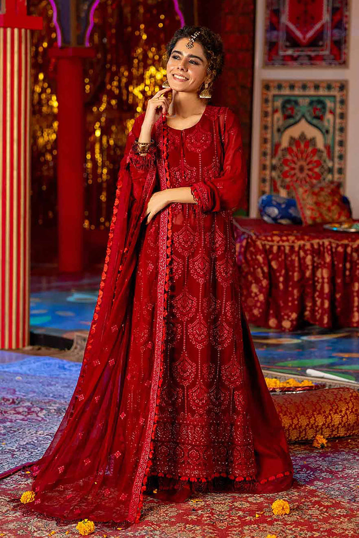 NishatUK - Red Embroidered   Chicken Kari 3-piece unstitched Suit
