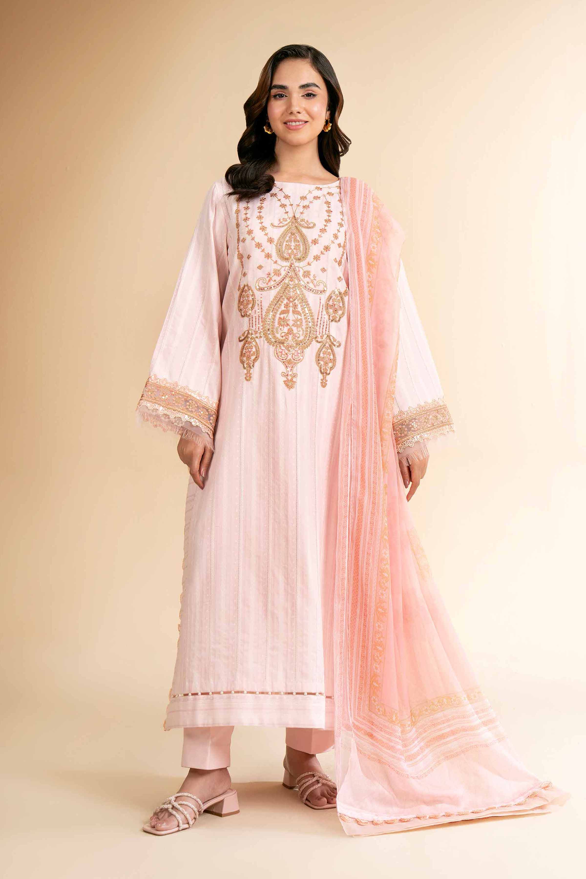 Nishat UK - Pink Printed Jacquard 2 Pieces unstitched suit