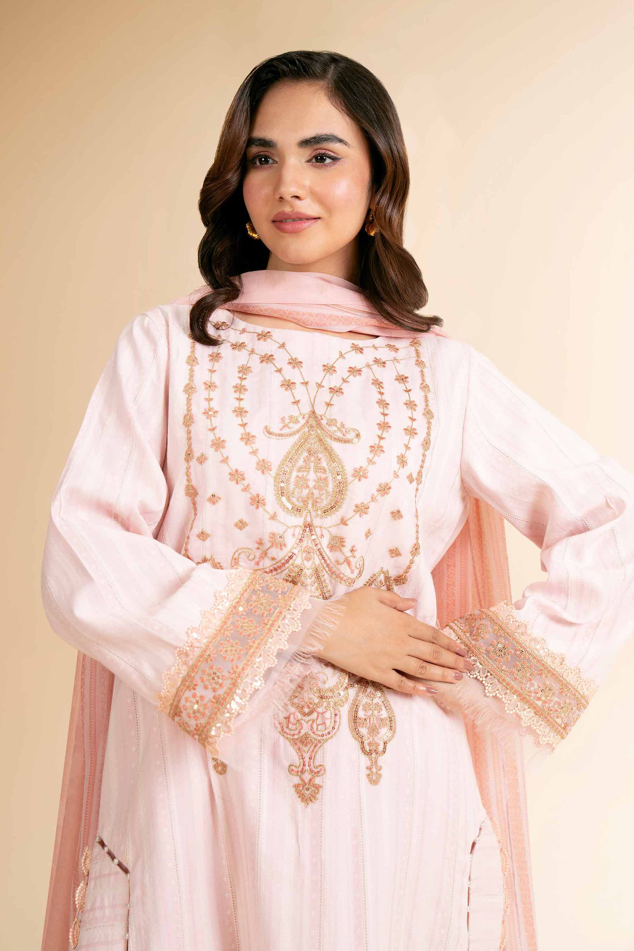 Nishat UK - Pink Printed Jacquard 2 Pieces unstitched suit