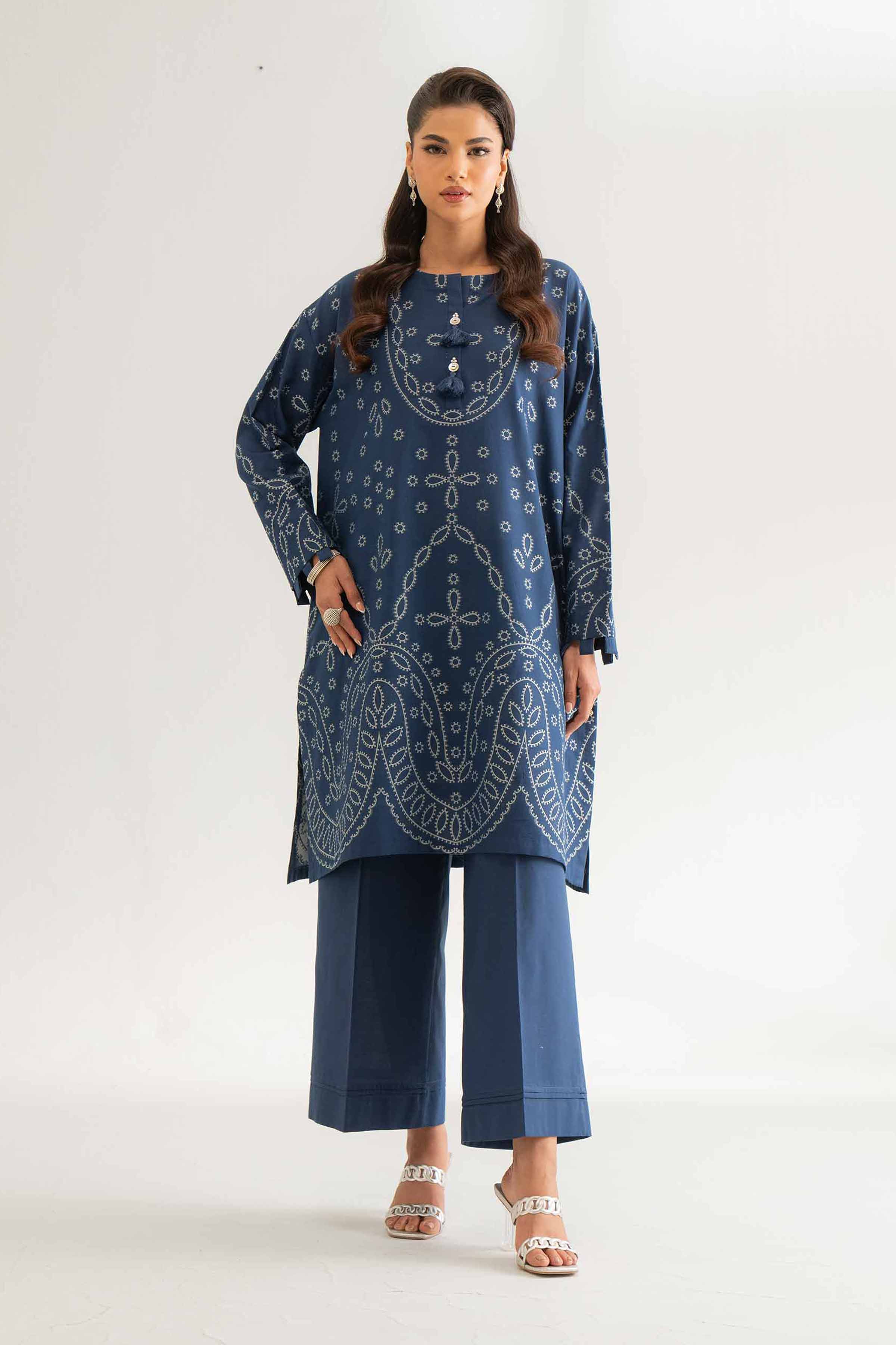 Nishat UK - Blue Solids Jacquard 2 Pieces unstitched suit