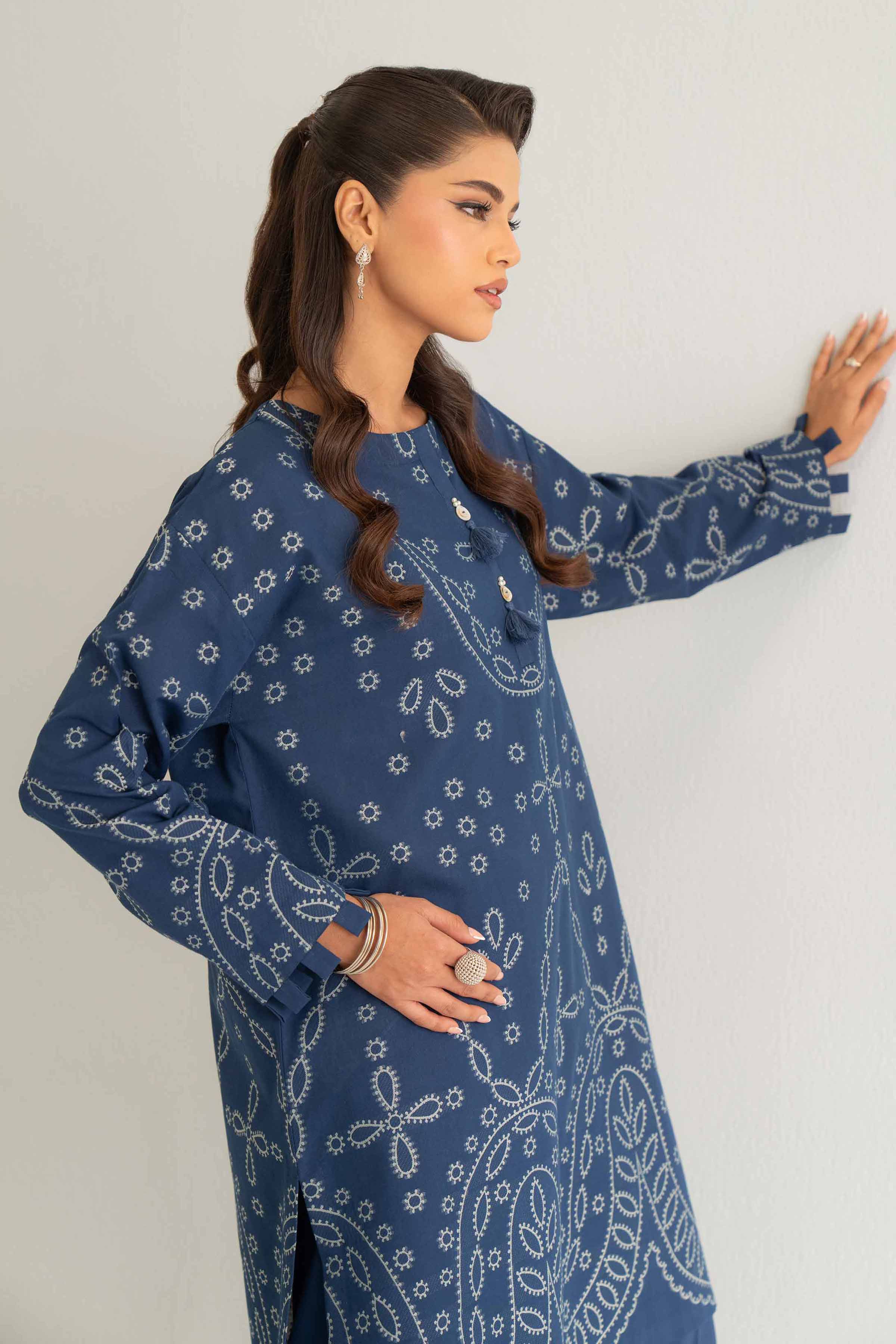 Nishat UK - Blue Solids Jacquard 2 Pieces unstitched suit