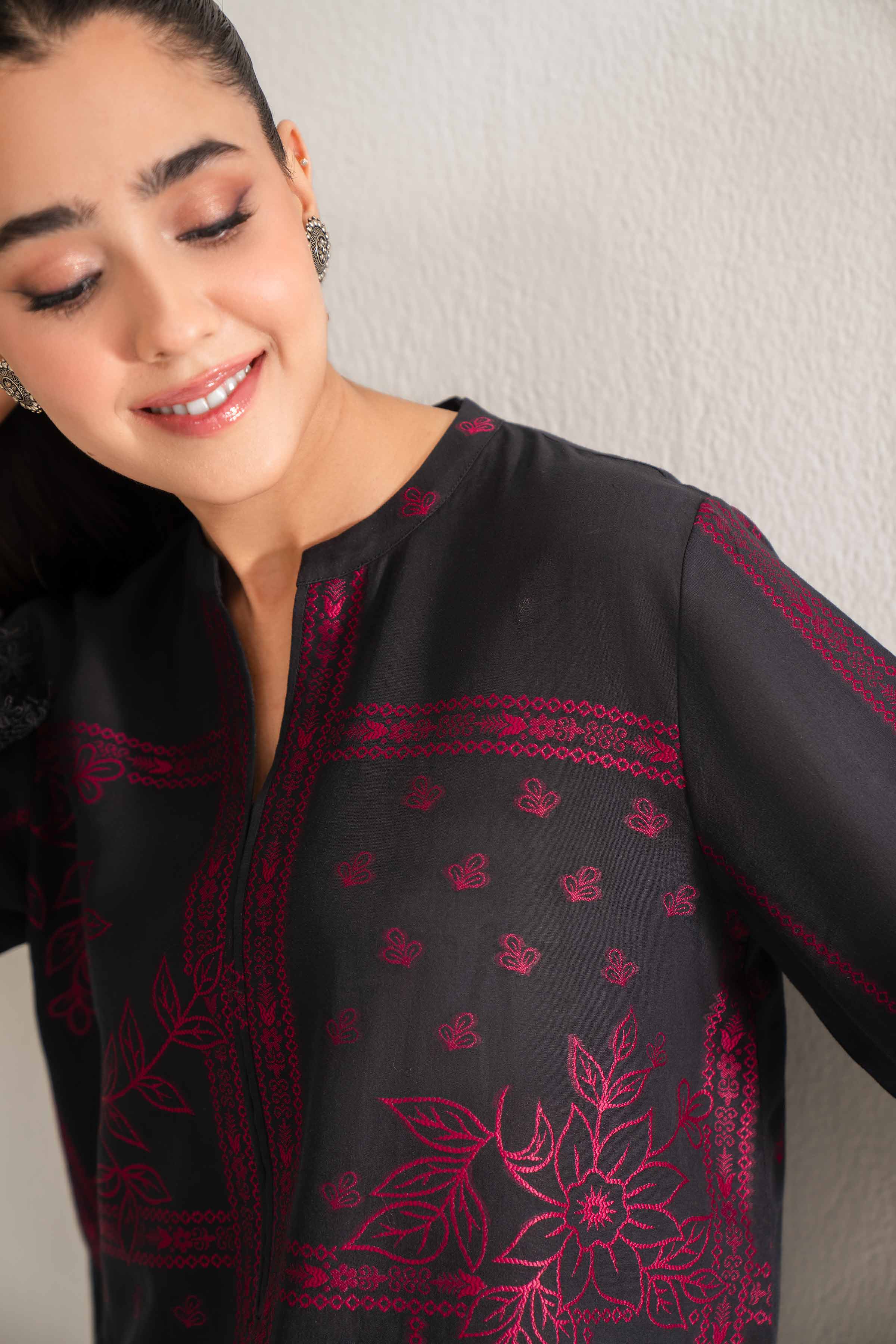 Nishat UK - Black Solids Jacquard 2 Pieces unstitched suit