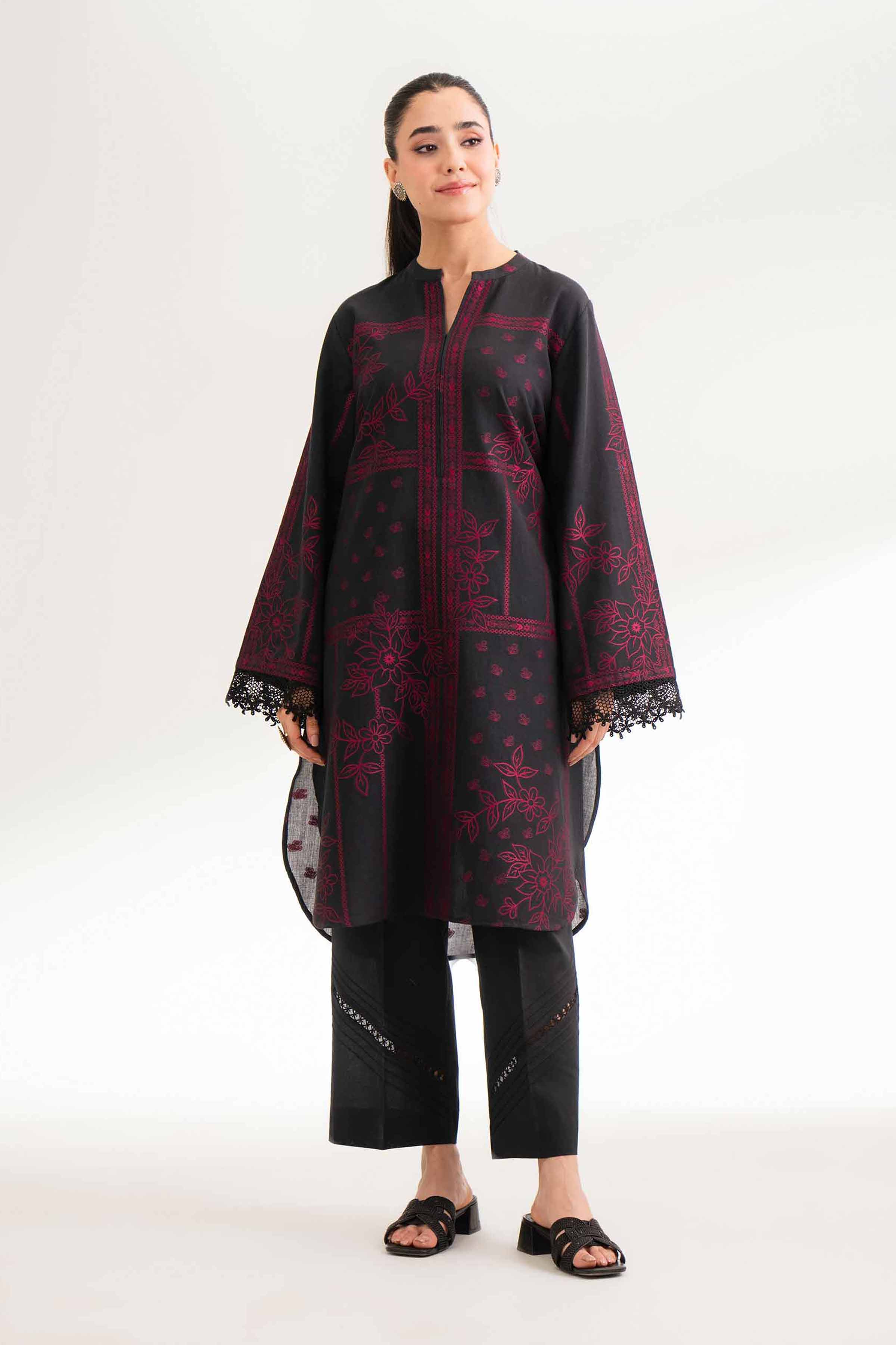 Nishat UK - Black Solids Jacquard 2 Pieces unstitched suit