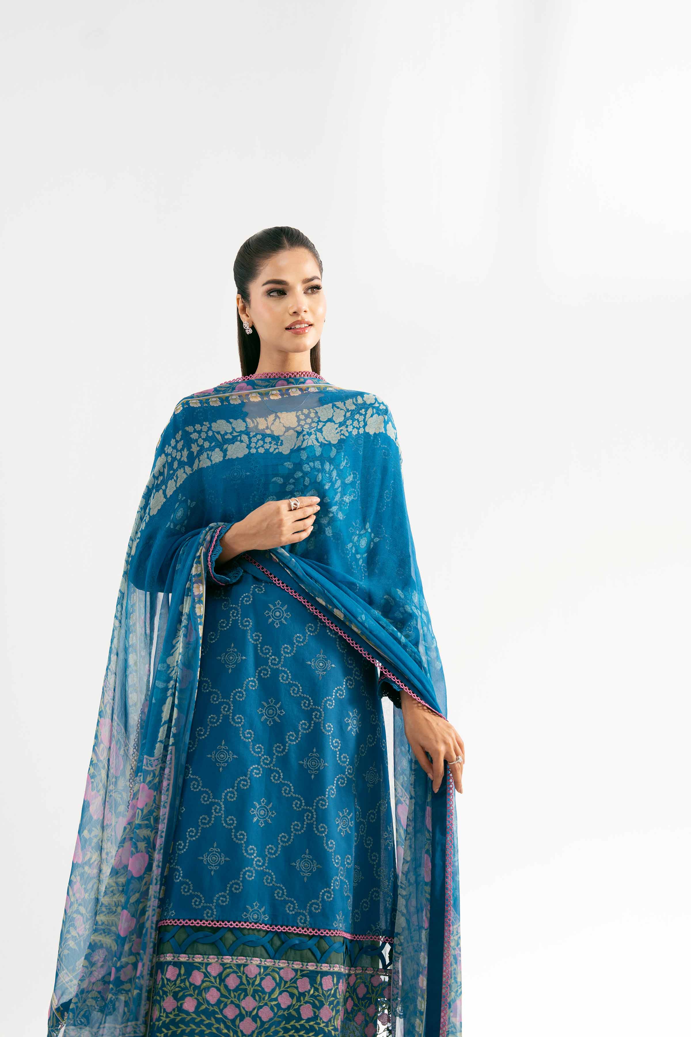 Nishat UK - Blue Embroidered Cambric 3 Pieces unstitched suit