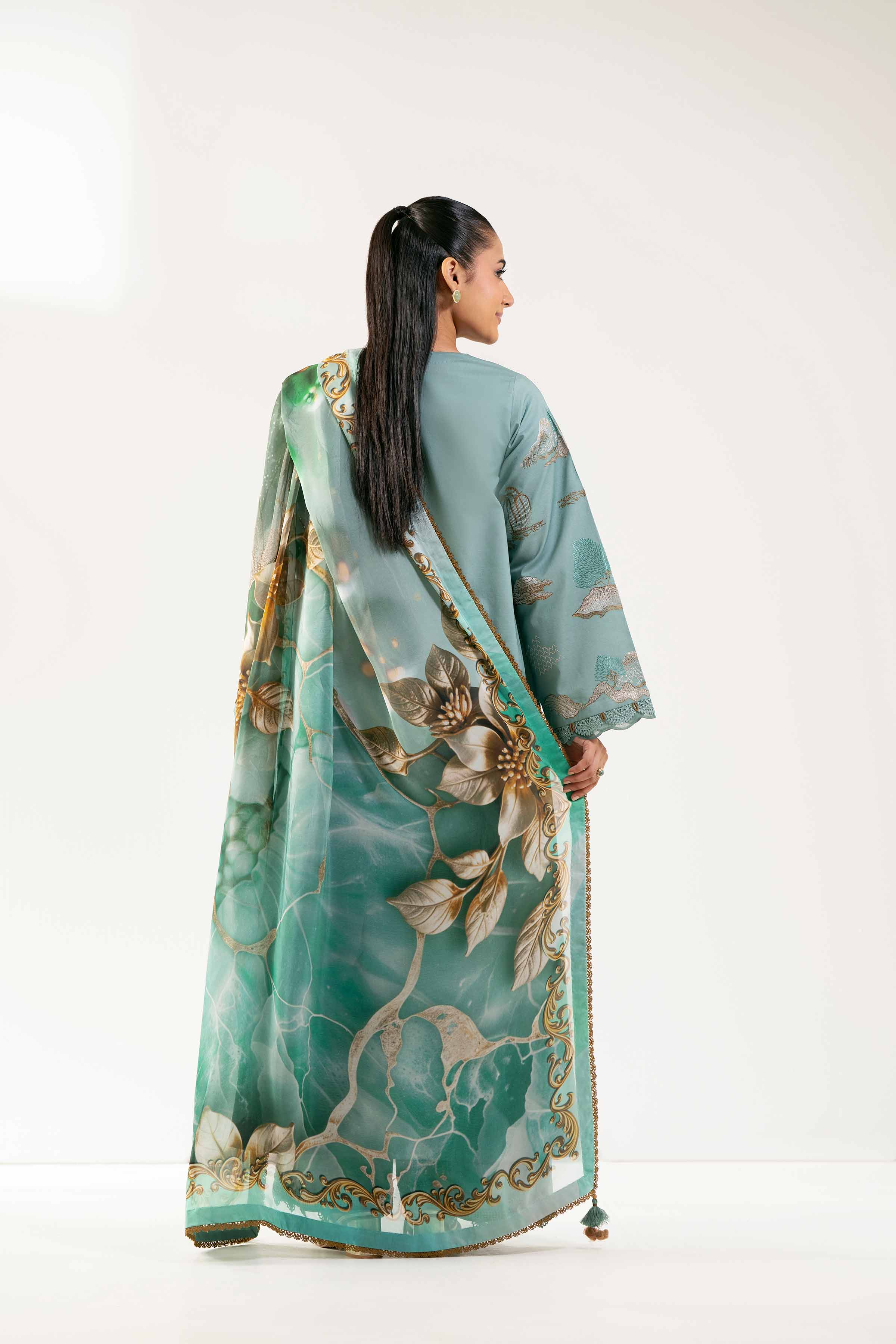 Nishat UK - Green Embroidered Cambric 3 Pieces unstitched suit