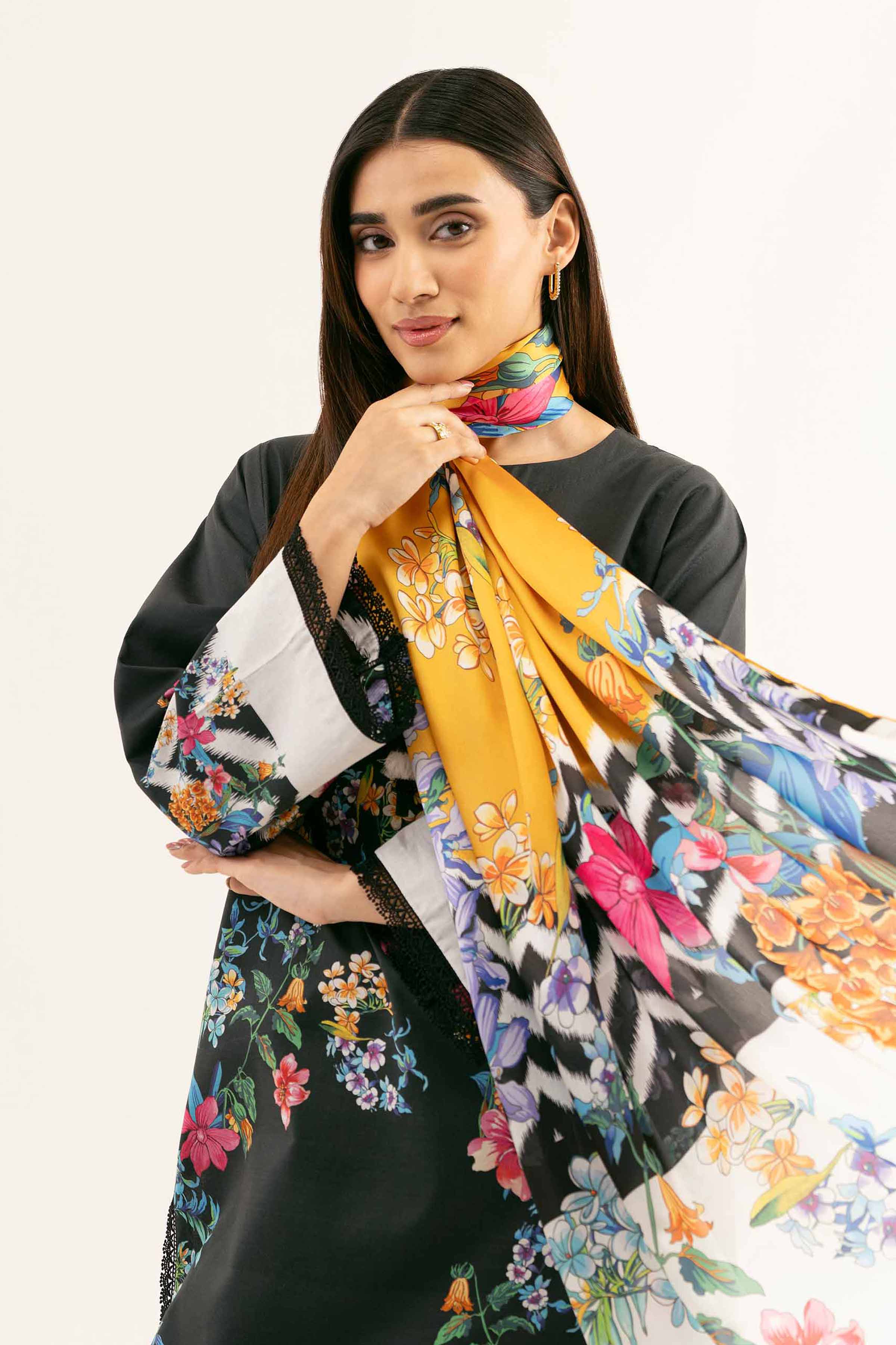 Nishat UK - Black Embroidered Lawn 3 Pieces unstitched suit