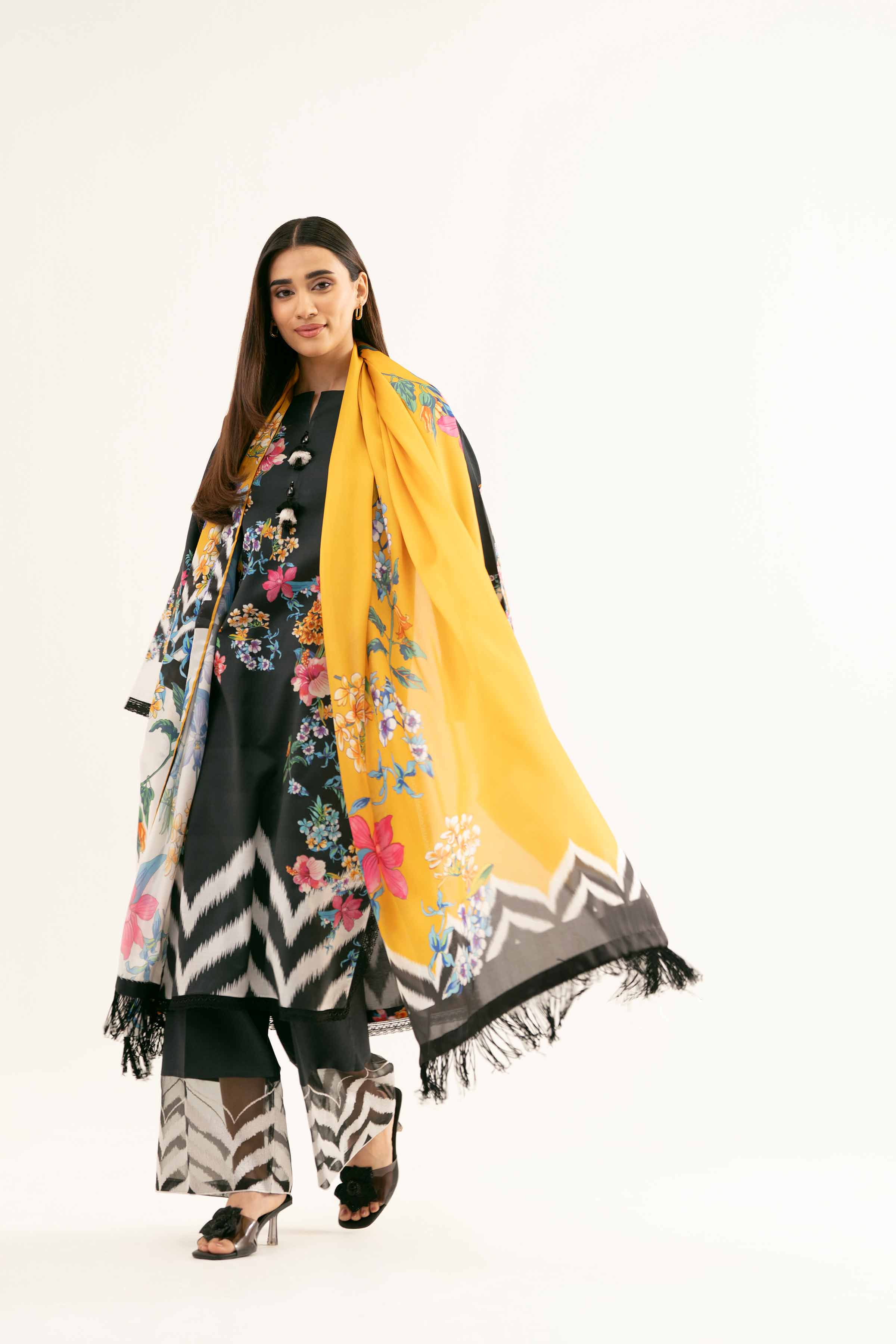 Nishat UK - Black Embroidered Lawn 3 Pieces unstitched suit