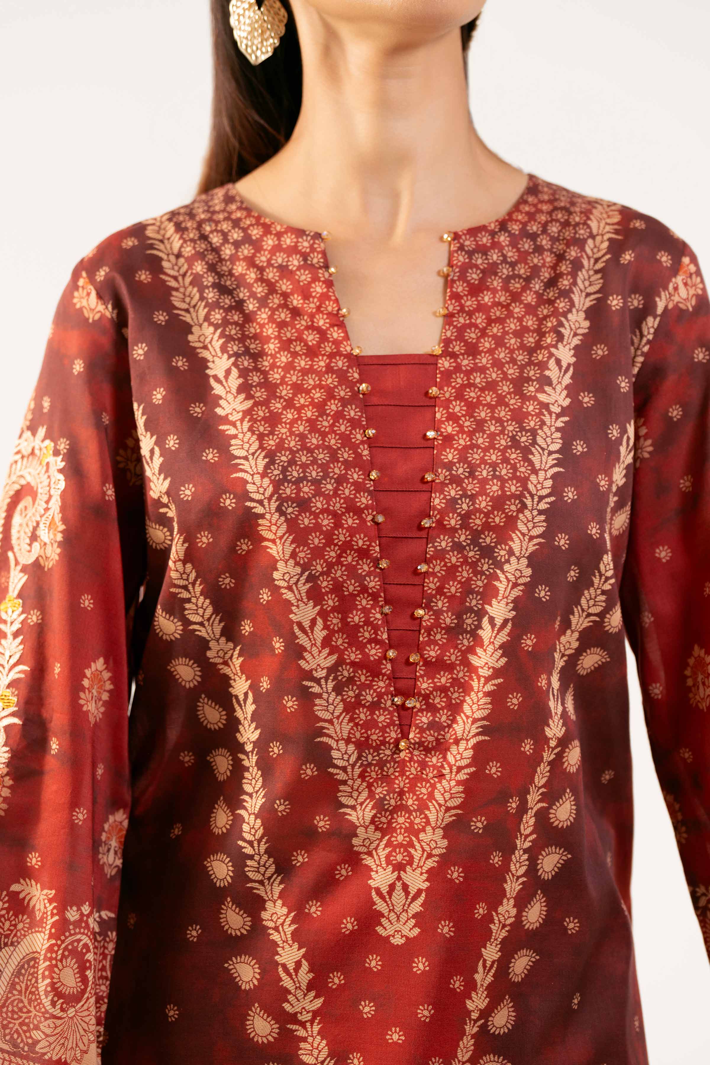 Nishat UK - Red Embroidered Lawn 3 Pieces unstitched suit