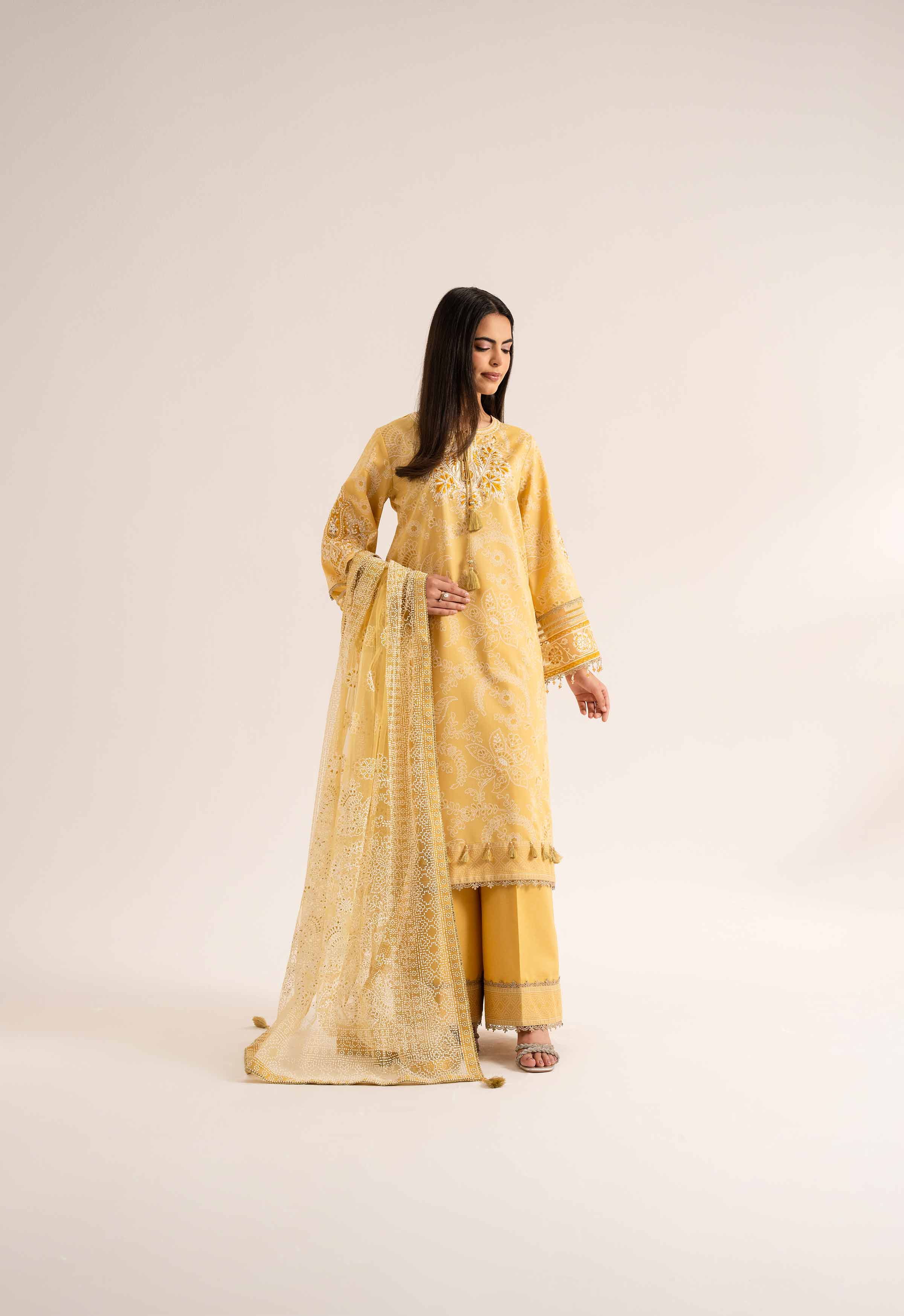 Nishat UK - Gold Embroidered Lawn 3 Pieces unstitched suit