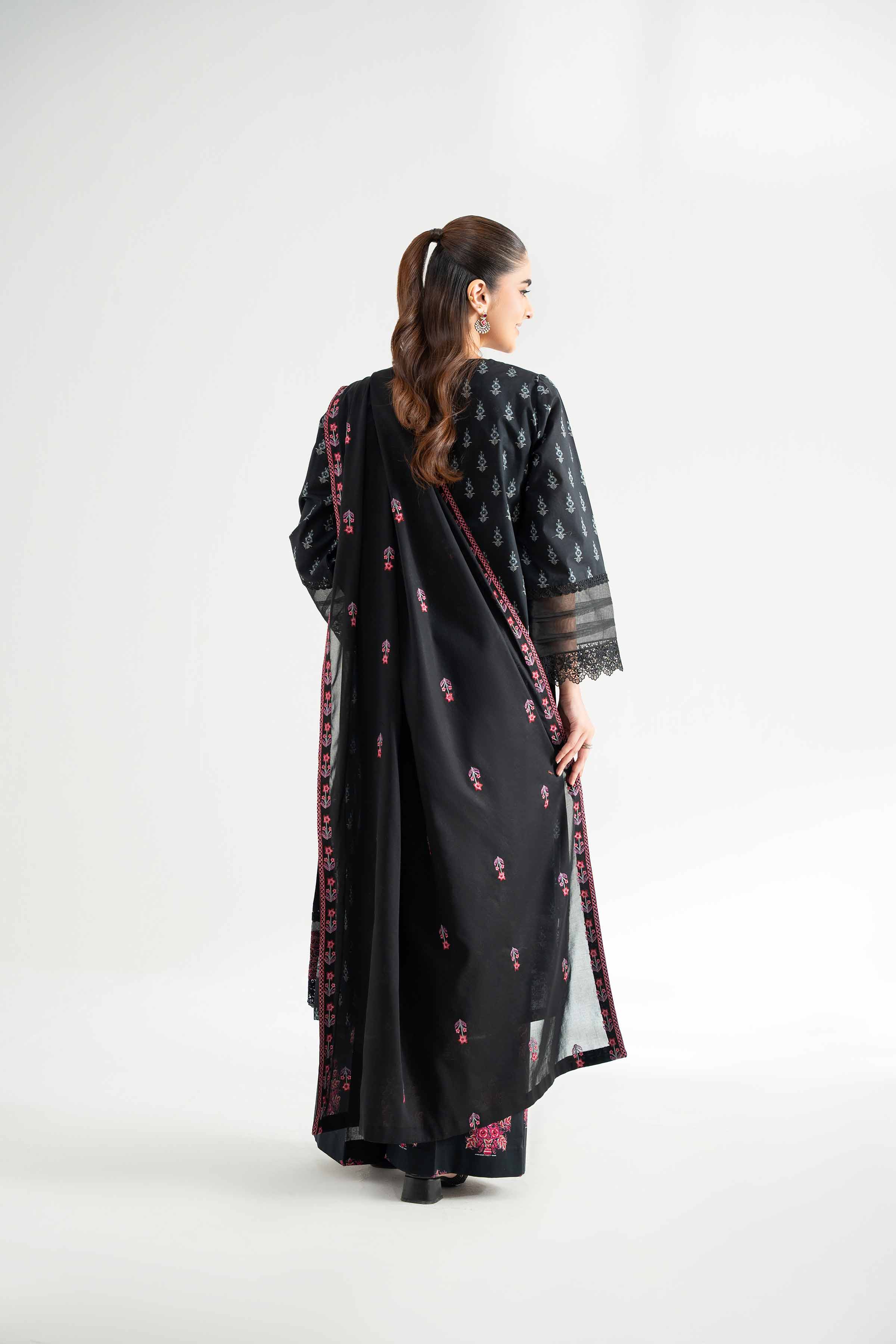 Nishat UK - Black Embroidered Cambric 3 Pieces unstitched suit