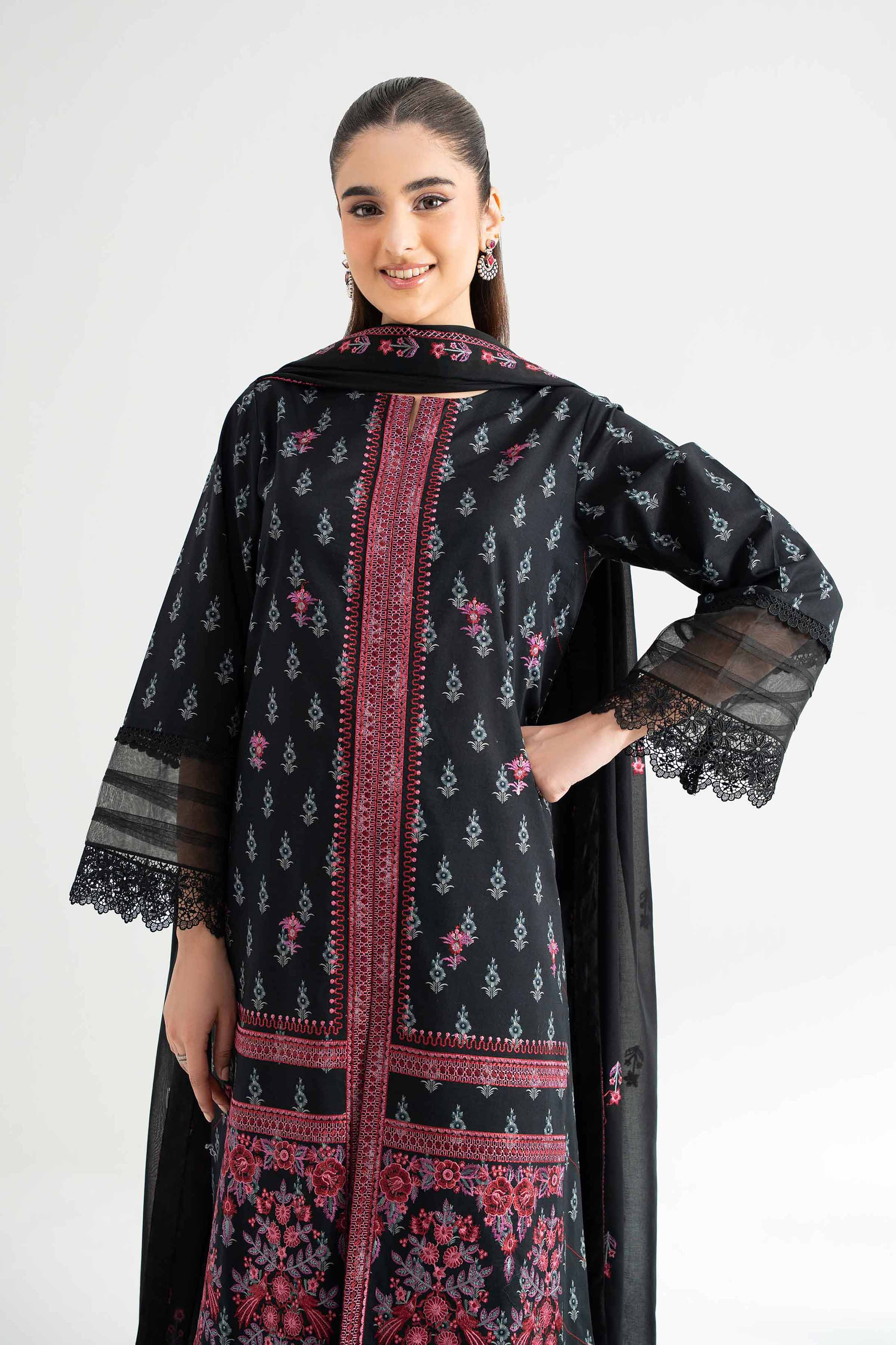 Nishat UK - Black Embroidered Cambric 3 Pieces unstitched suit