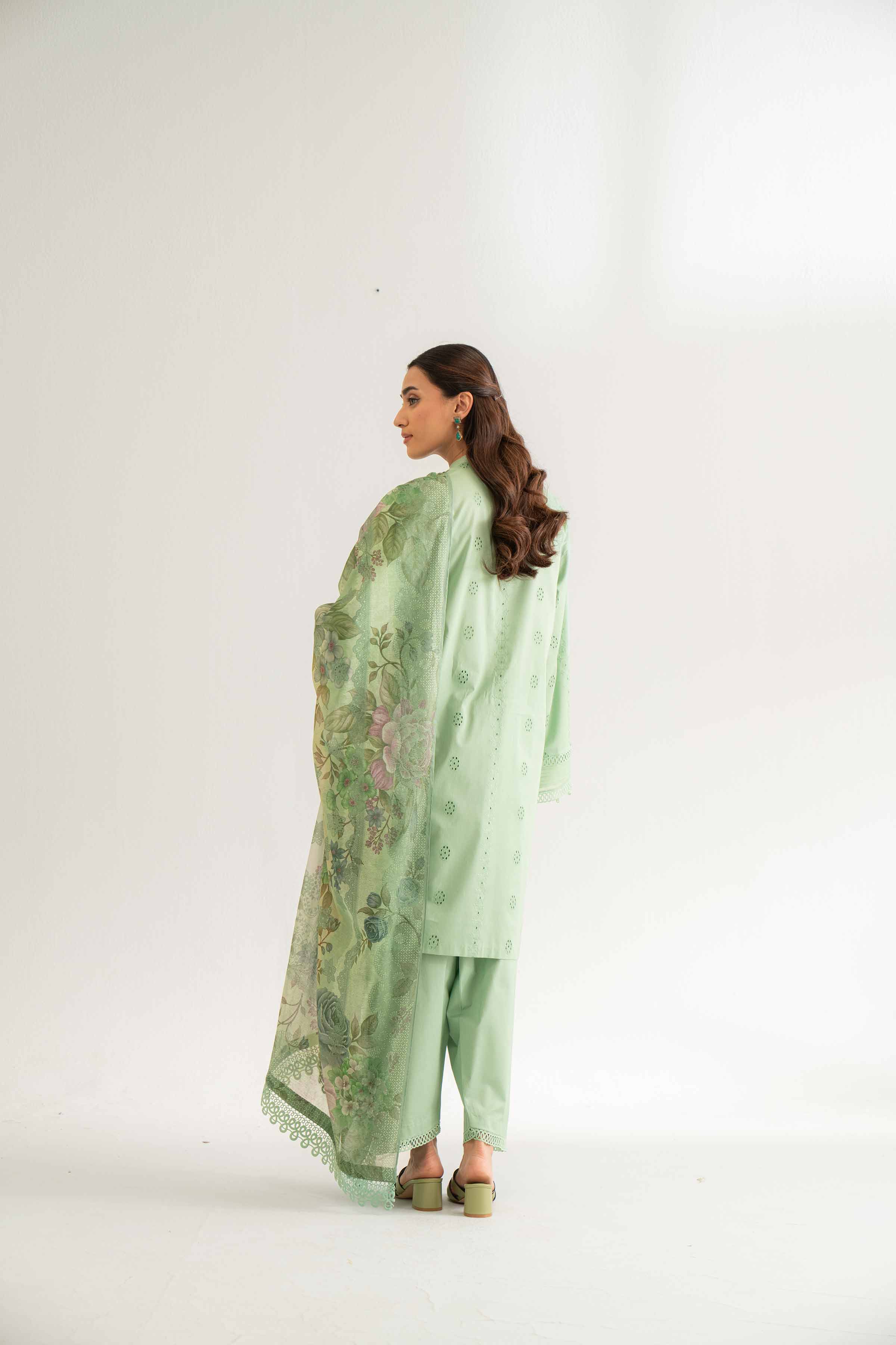 Nishat UK - Green Printed Cambric 3 Pieces unstitched suit