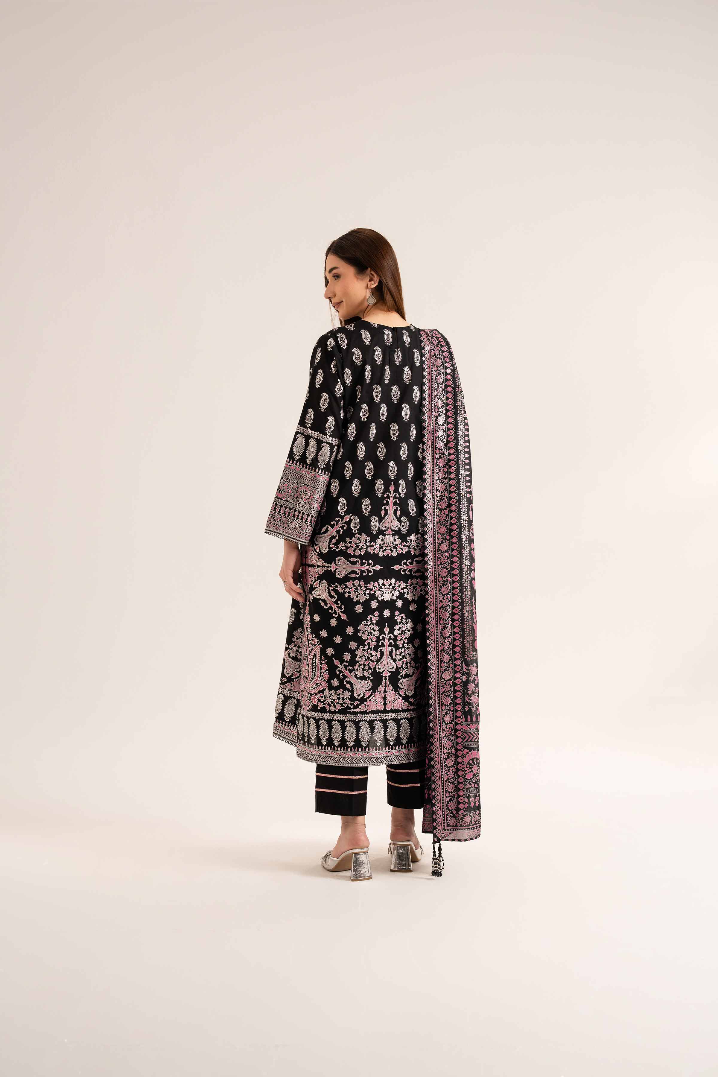 Nishat UK - Black Printed Lawn 3 Pieces unstitched suit