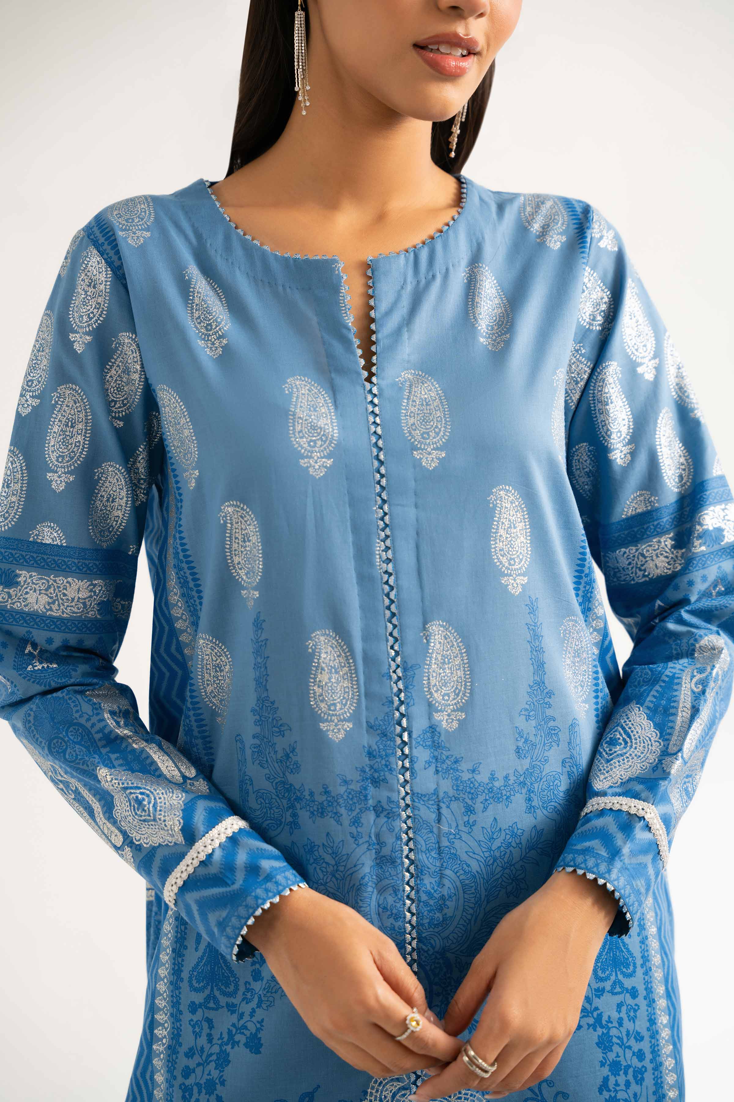 Nishat UK - Blue Printed Lawn 3 Pieces unstitched suit