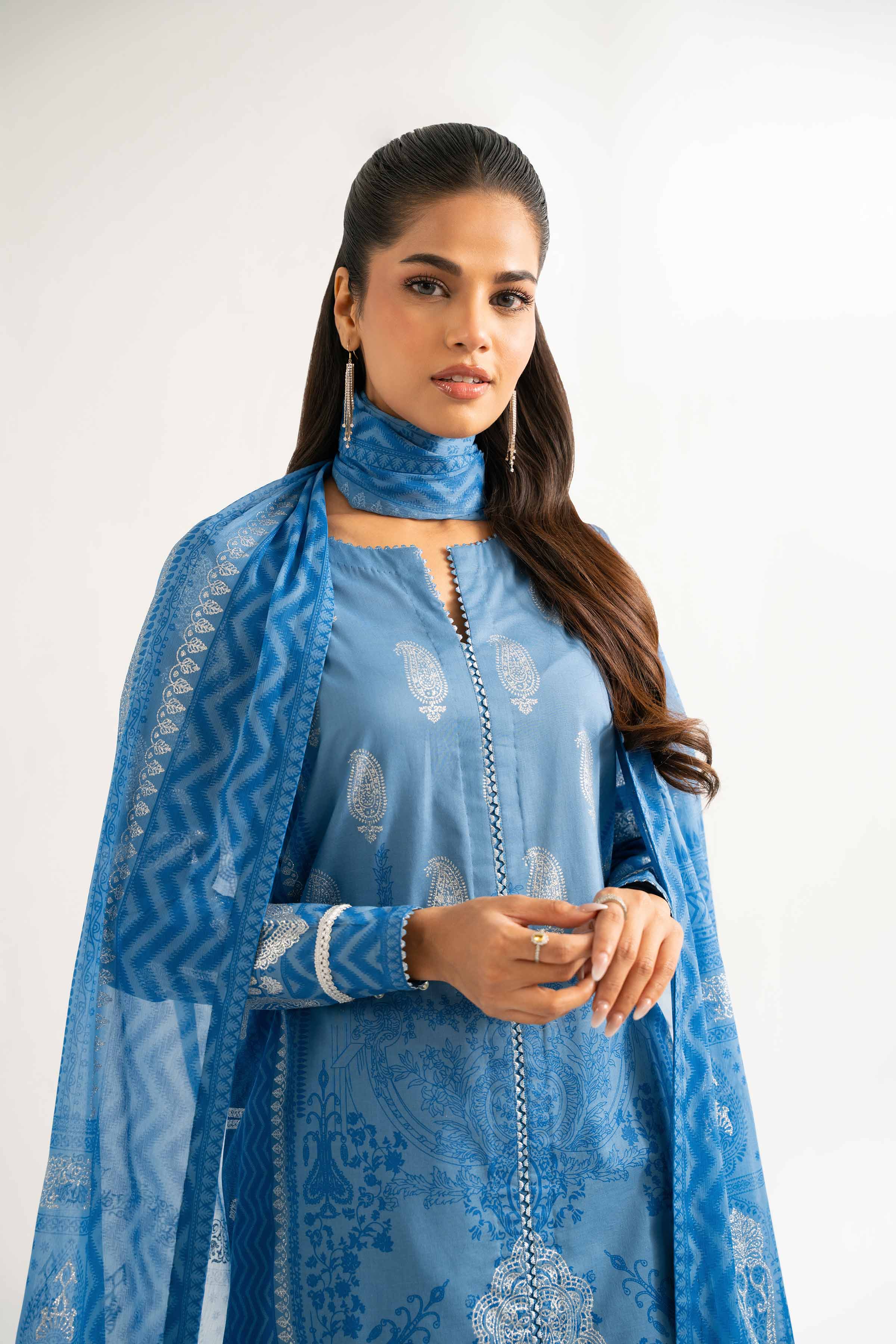 Nishat UK - Blue Printed Lawn 3 Pieces unstitched suit