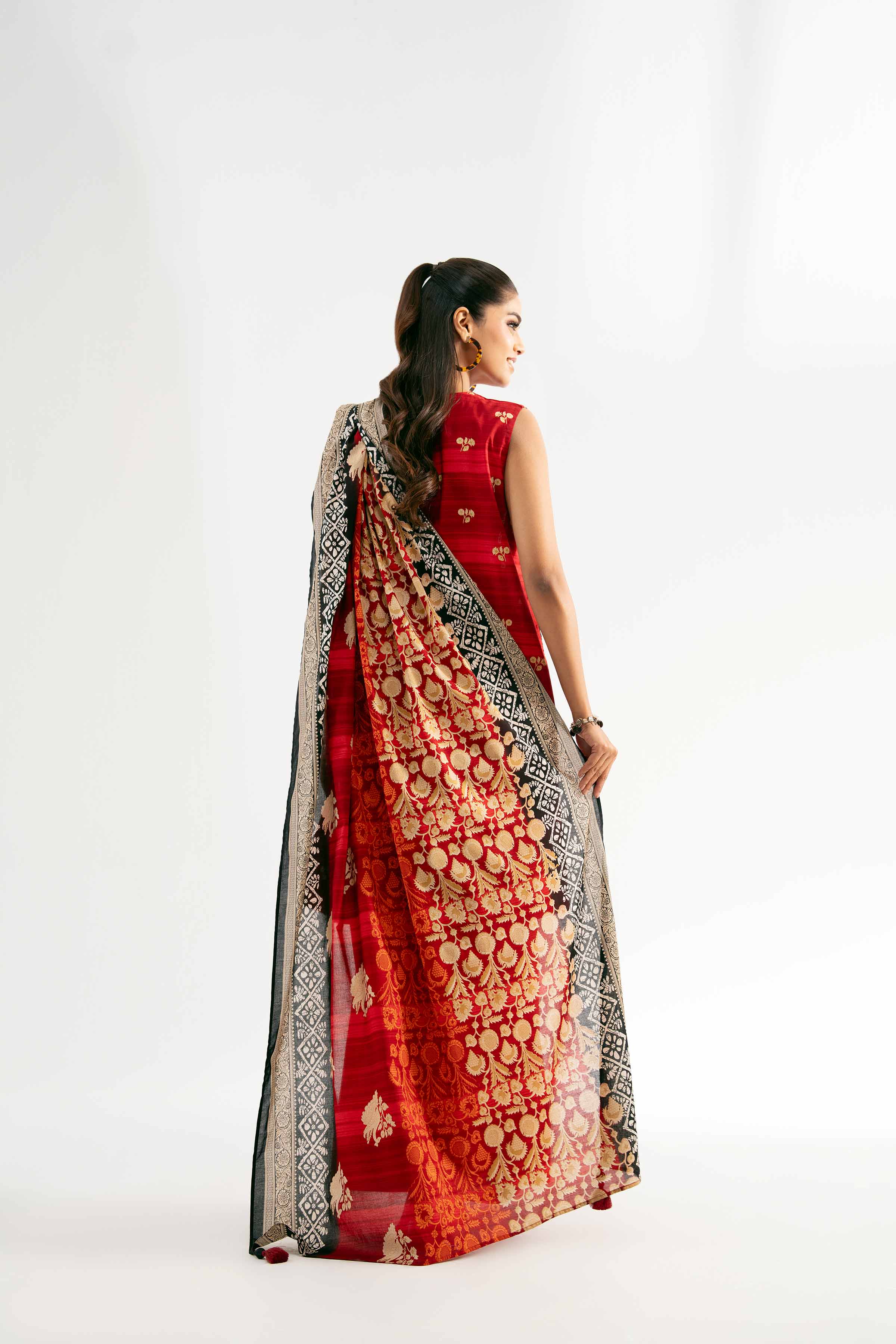 Nishat UK - Orange Printed Cambric 3 Pieces unstitched suit