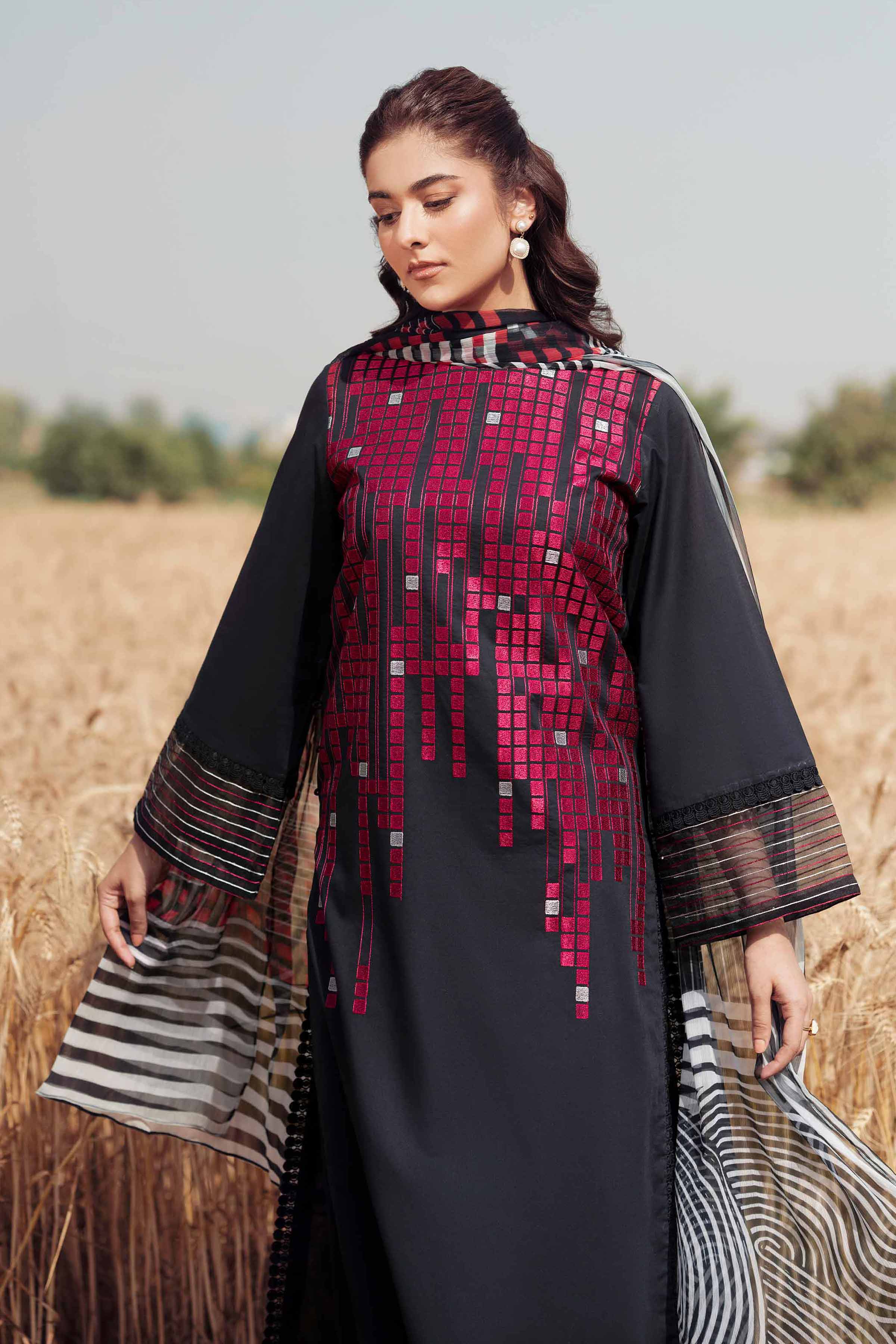 Nishat UK - Black Embroidered Cambric 3 Pieces unstitched suit