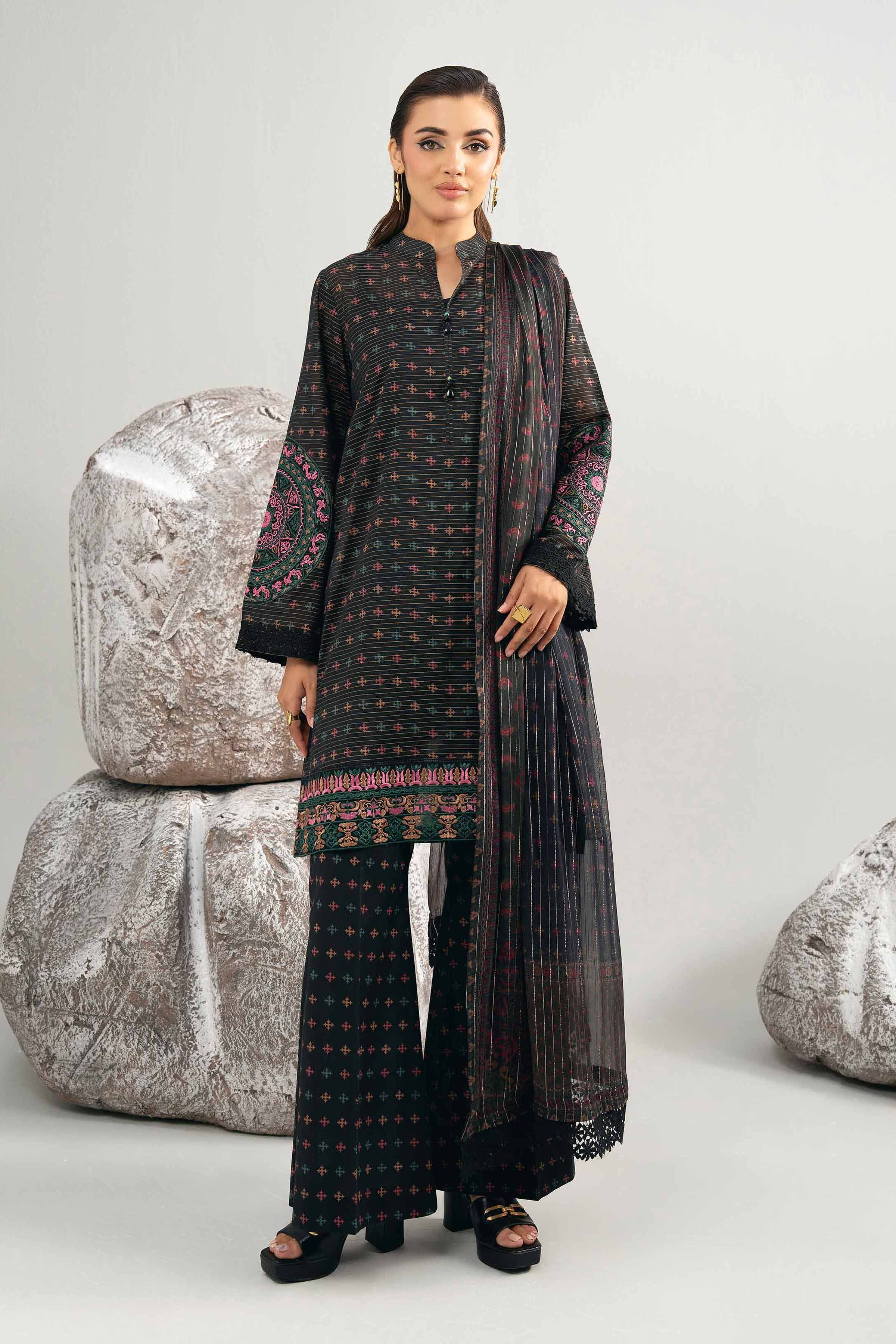 Nishat UK - Black Embroidered Lawn 3 Pieces unstitched suit