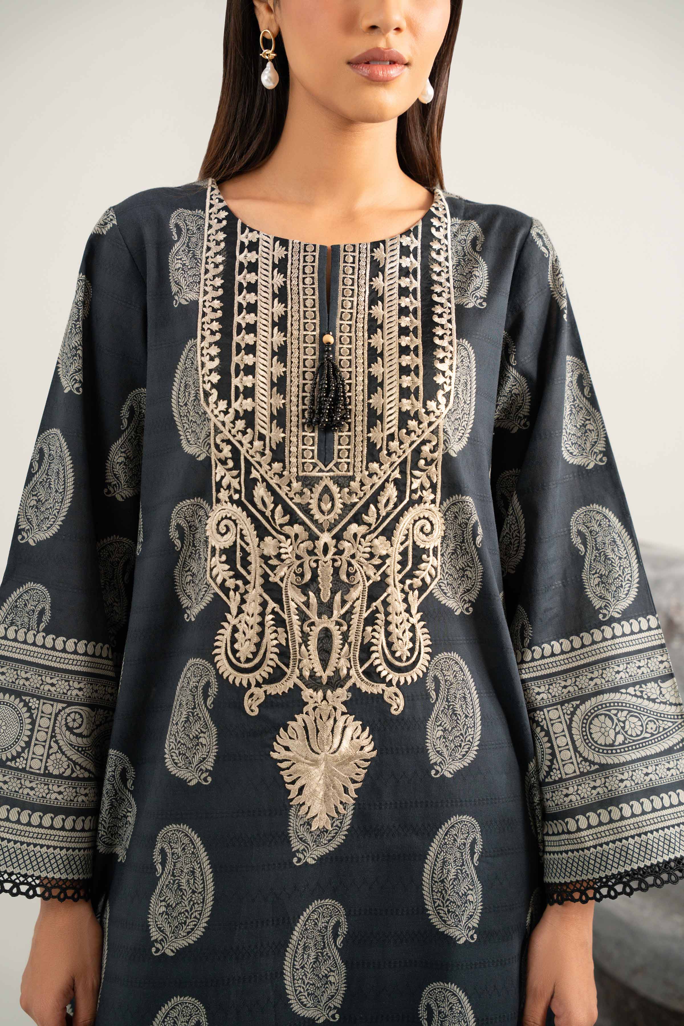 Nishat UK - Black Embroidered Lawn 3 Pieces unstitched suit