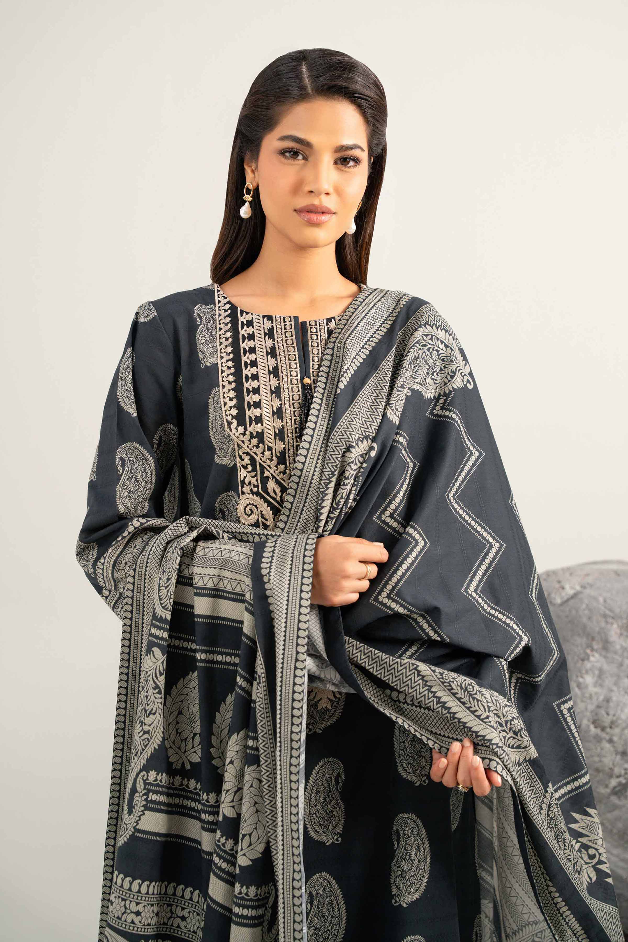 Nishat UK - Black Embroidered Lawn 3 Pieces unstitched suit