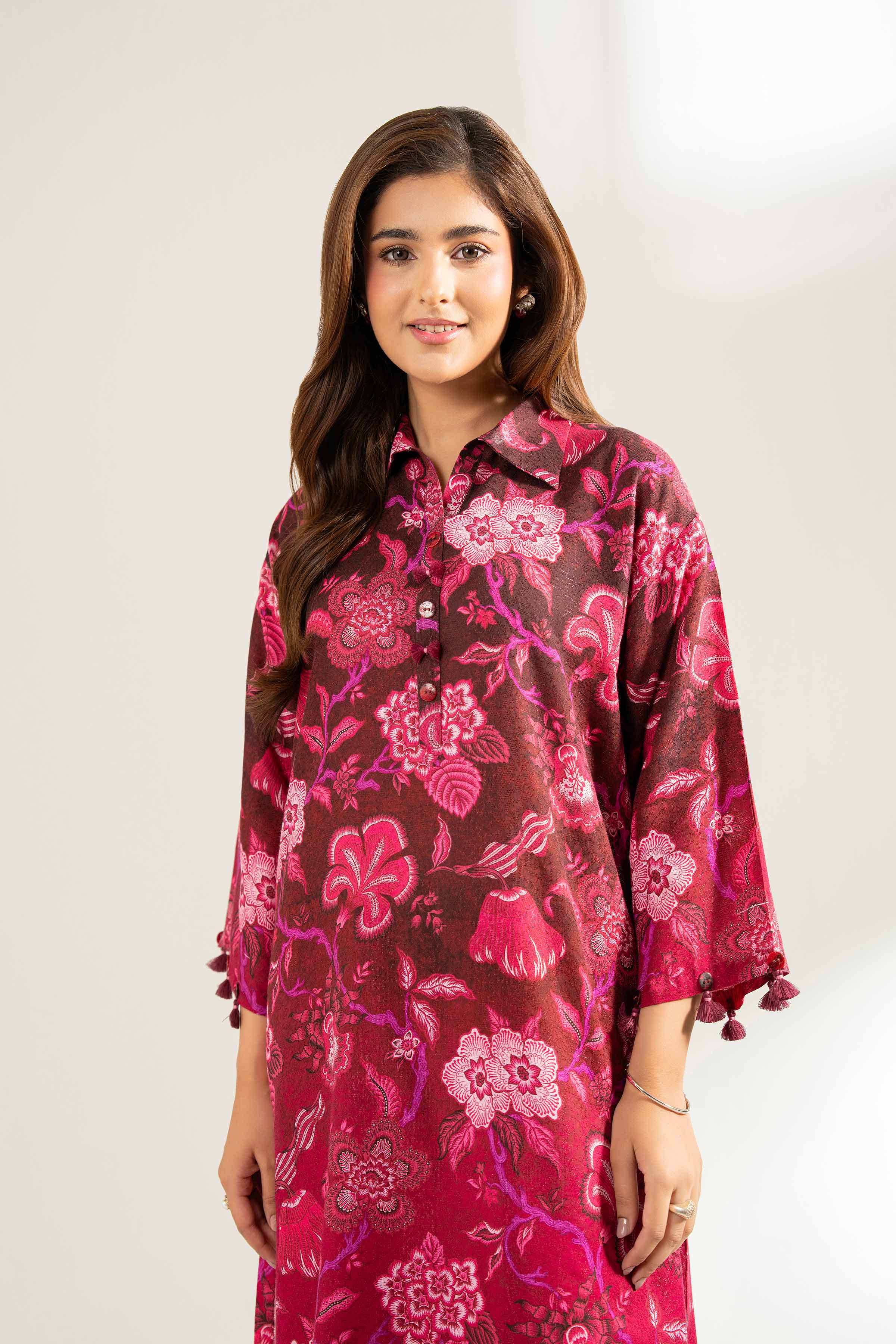 Nishat UK - Maroon Printed Viscose 2 Pieces unstitched suit