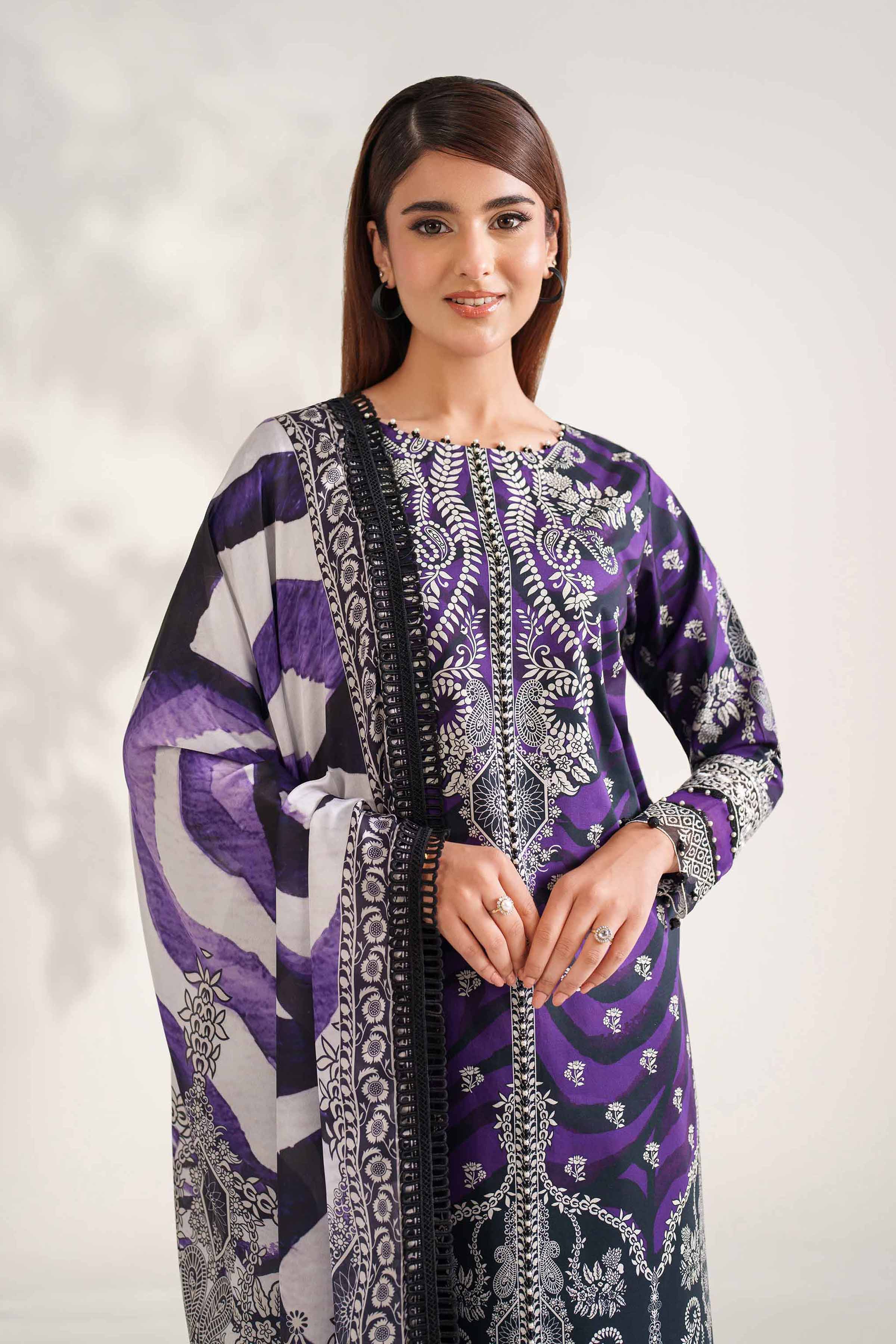 Nishat UK - Purple Embroidered Cambric 3 Pieces unstitched suit