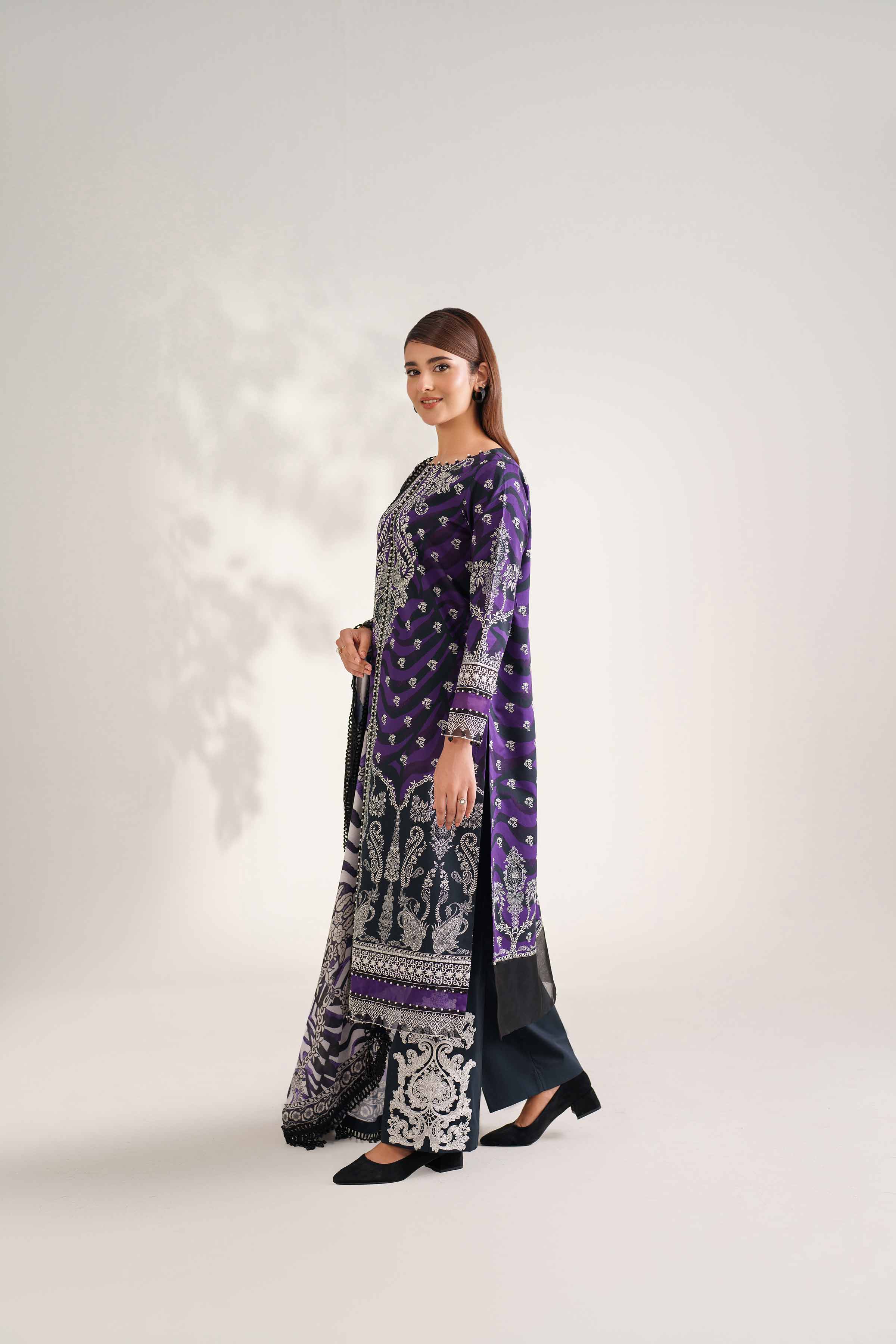 Nishat UK - Purple Embroidered Cambric 3 Pieces unstitched suit