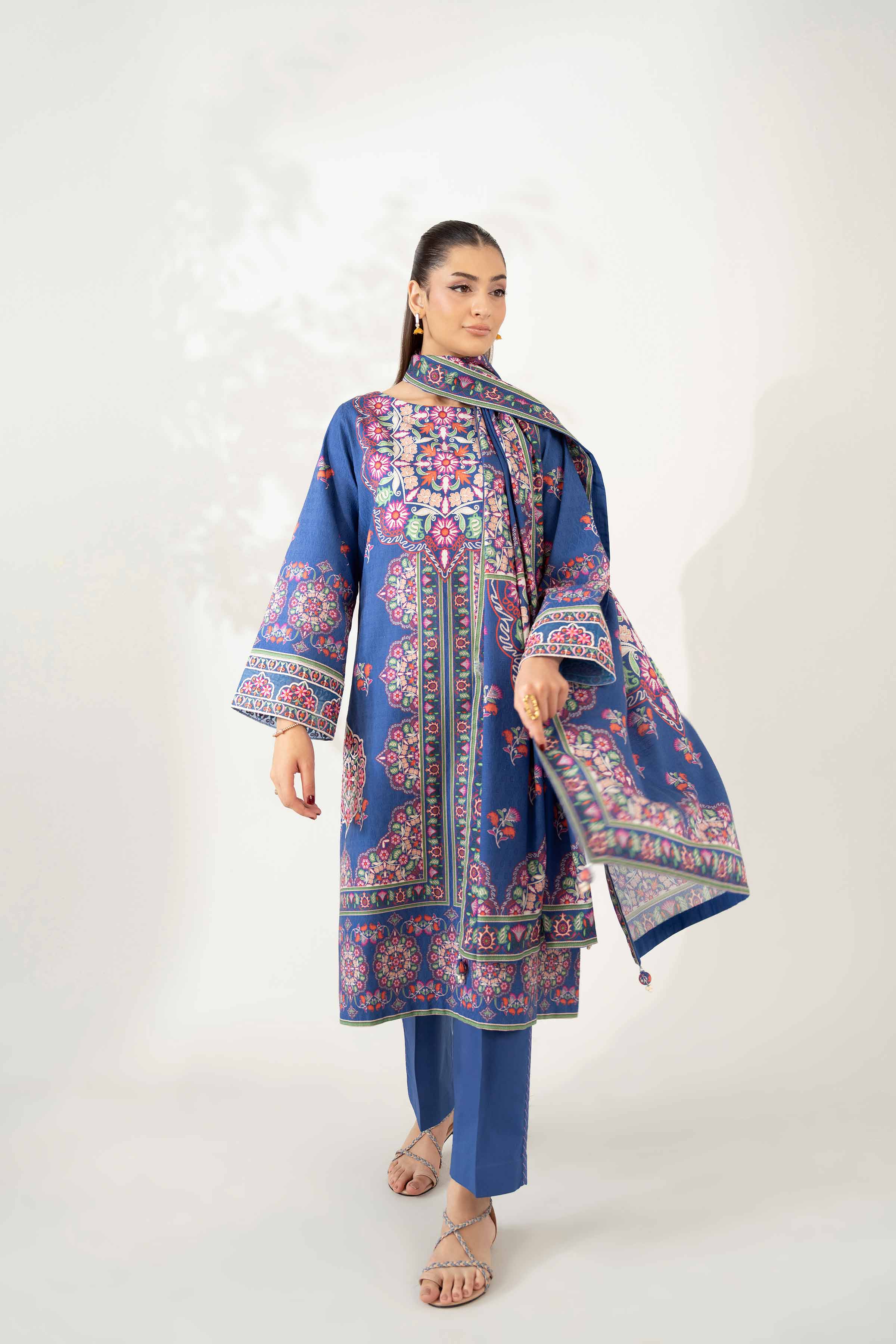 Nishat UK - Blue Embroidered Jacquard 3 Pieces unstitched suit