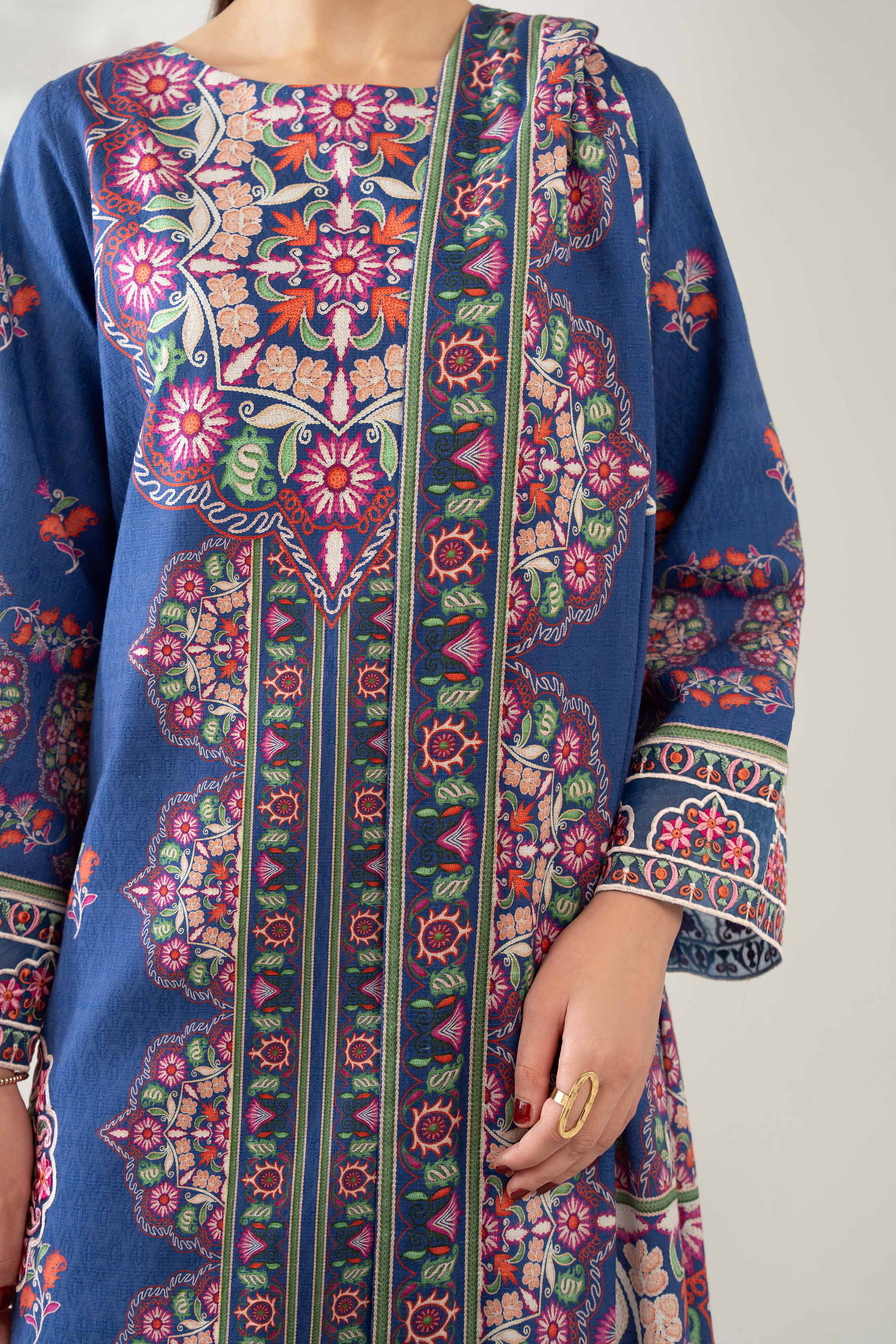 Nishat UK - Blue Embroidered Jacquard 3 Pieces unstitched suit