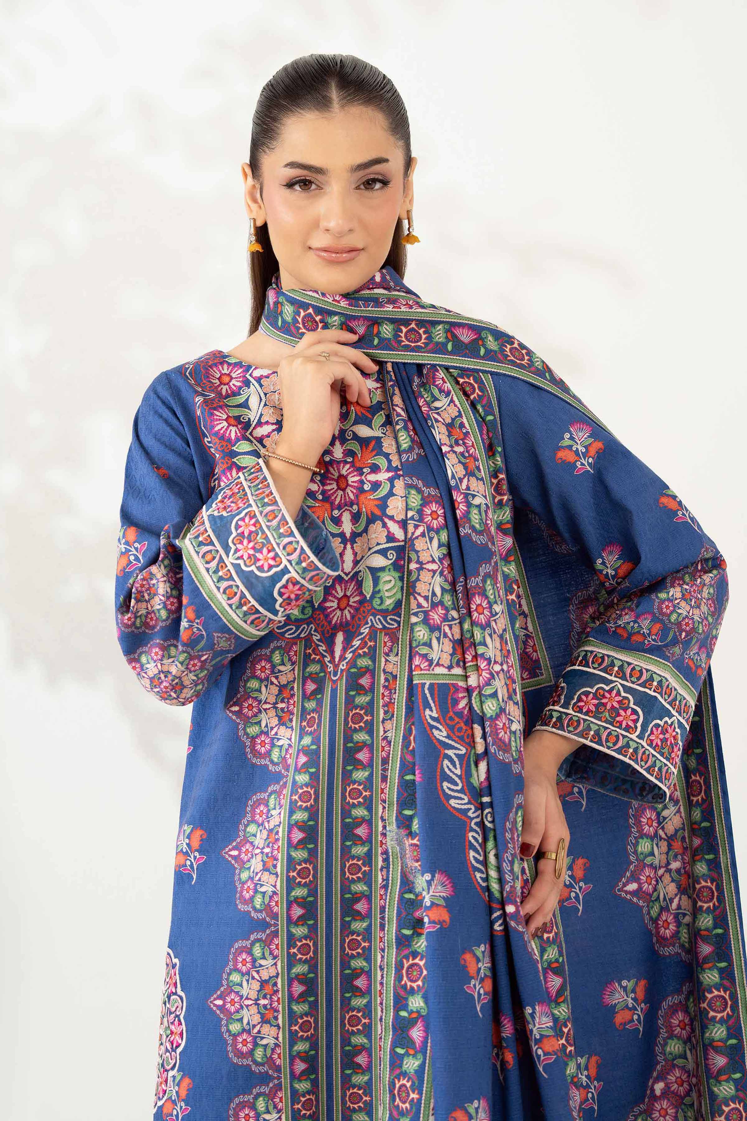Nishat UK - Blue Embroidered Jacquard 3 Pieces unstitched suit