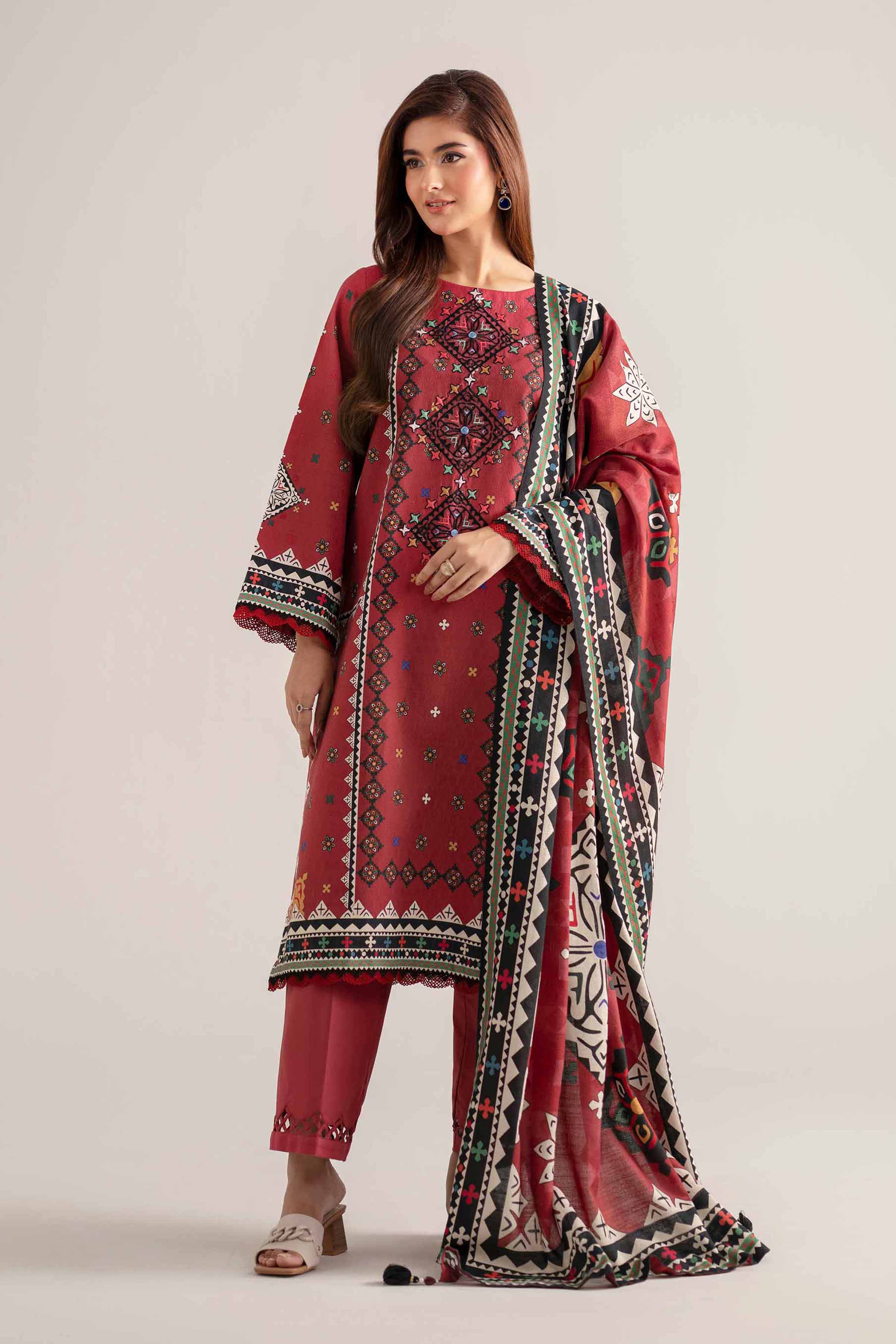 Nishat UK - Pink Embroidered Jacquard 3 Pieces unstitched suit