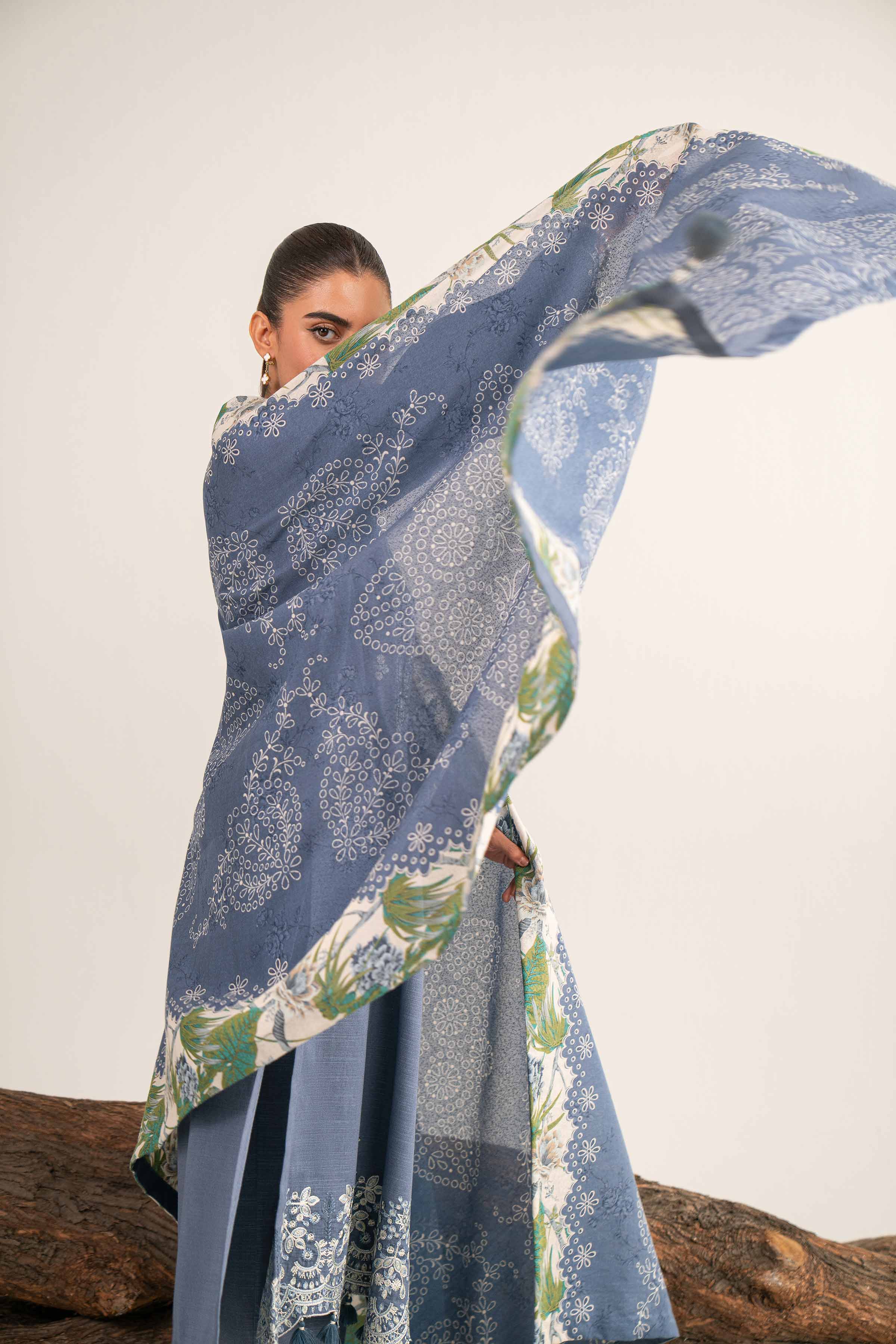 Nishat UK - Blue Embroidered Khaddar 3 Pieces unstitched suit