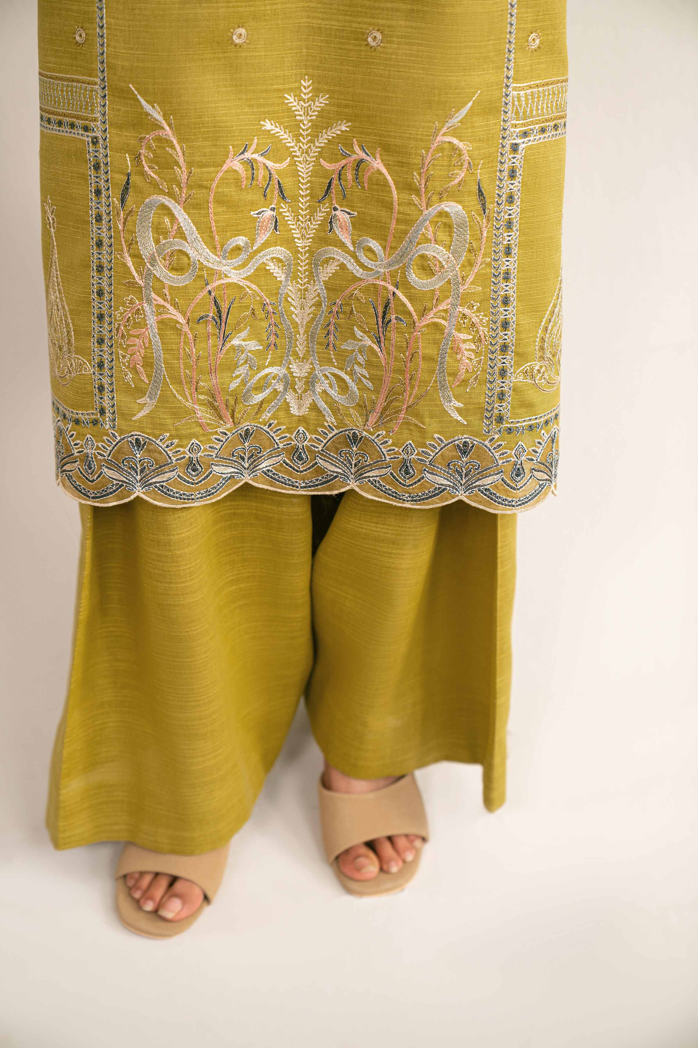 Nishat UK - Green Embroidered Khaddar 3 Pieces unstitched suit