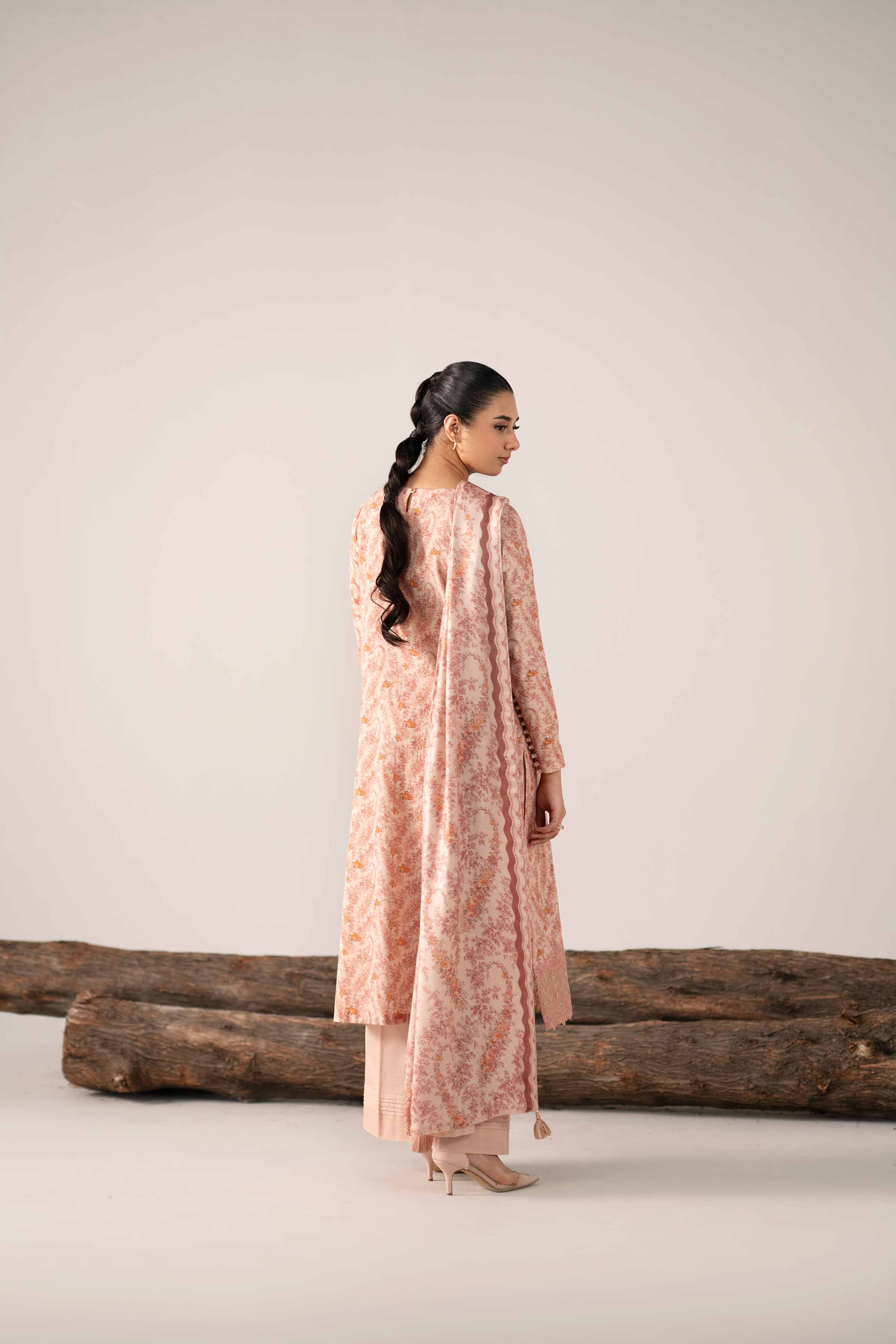 Nishat UK - Orange Embroidered Khaddar 3 Pieces unstitched suit